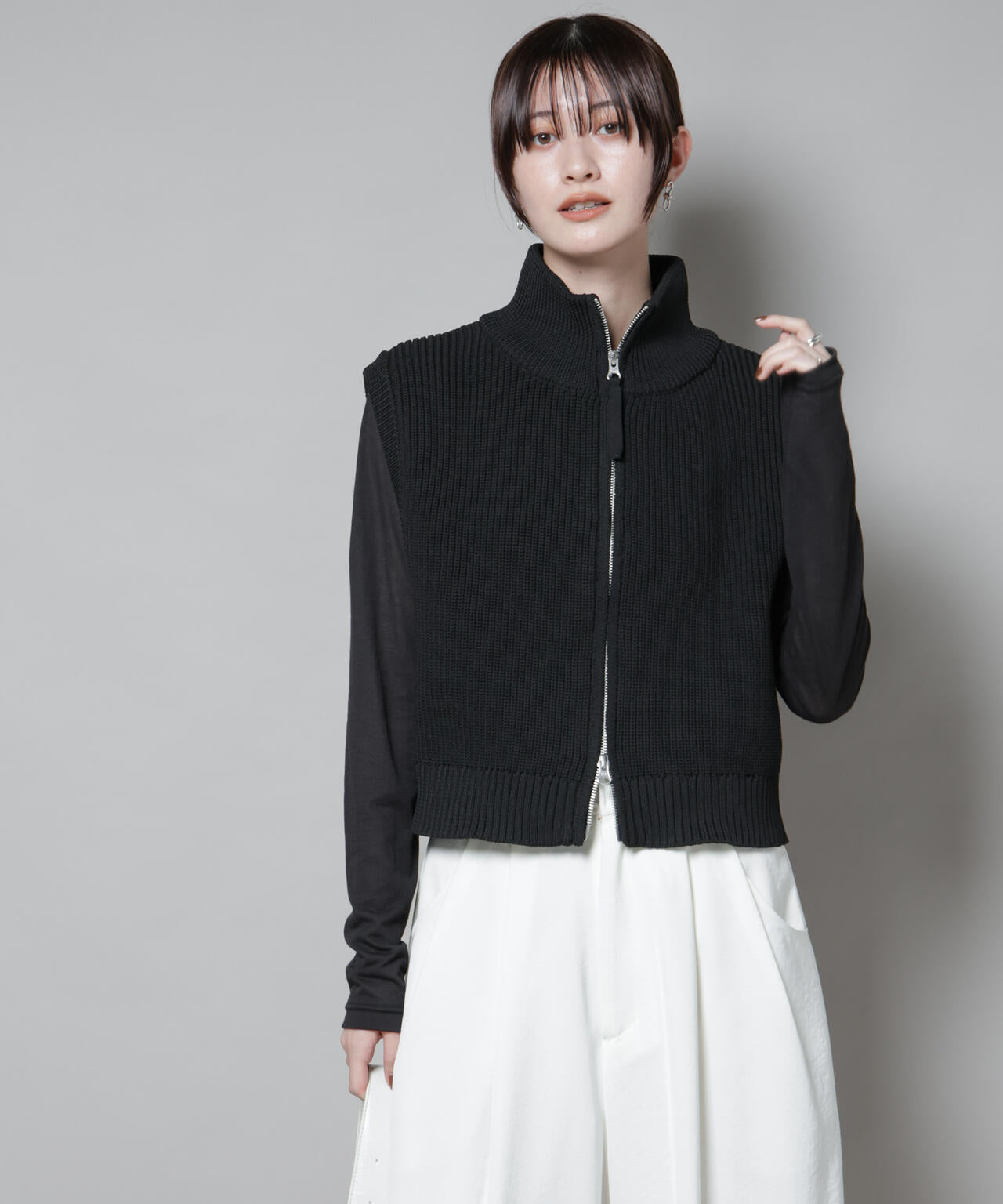 ダブルジップアップドライバーズニットベスト | NANO universe（ナノ