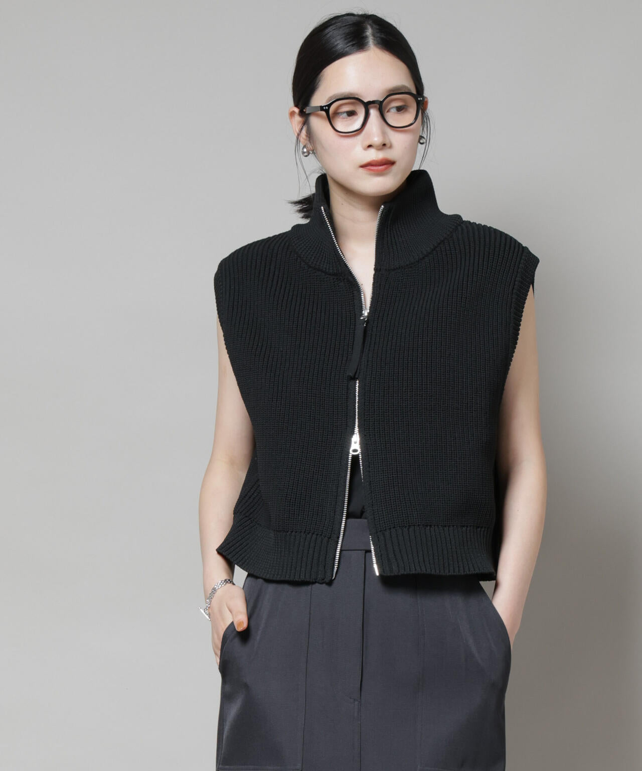 ダブルジップアップドライバーズニットベスト | NANO universe（ナノ