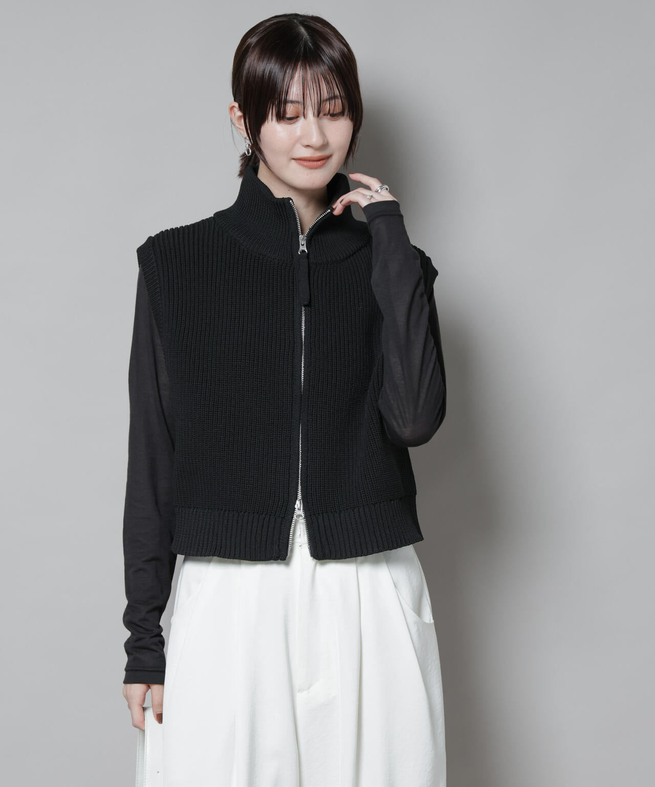 ダブルジップアップドライバーズニットベスト | NANO universe（ナノ