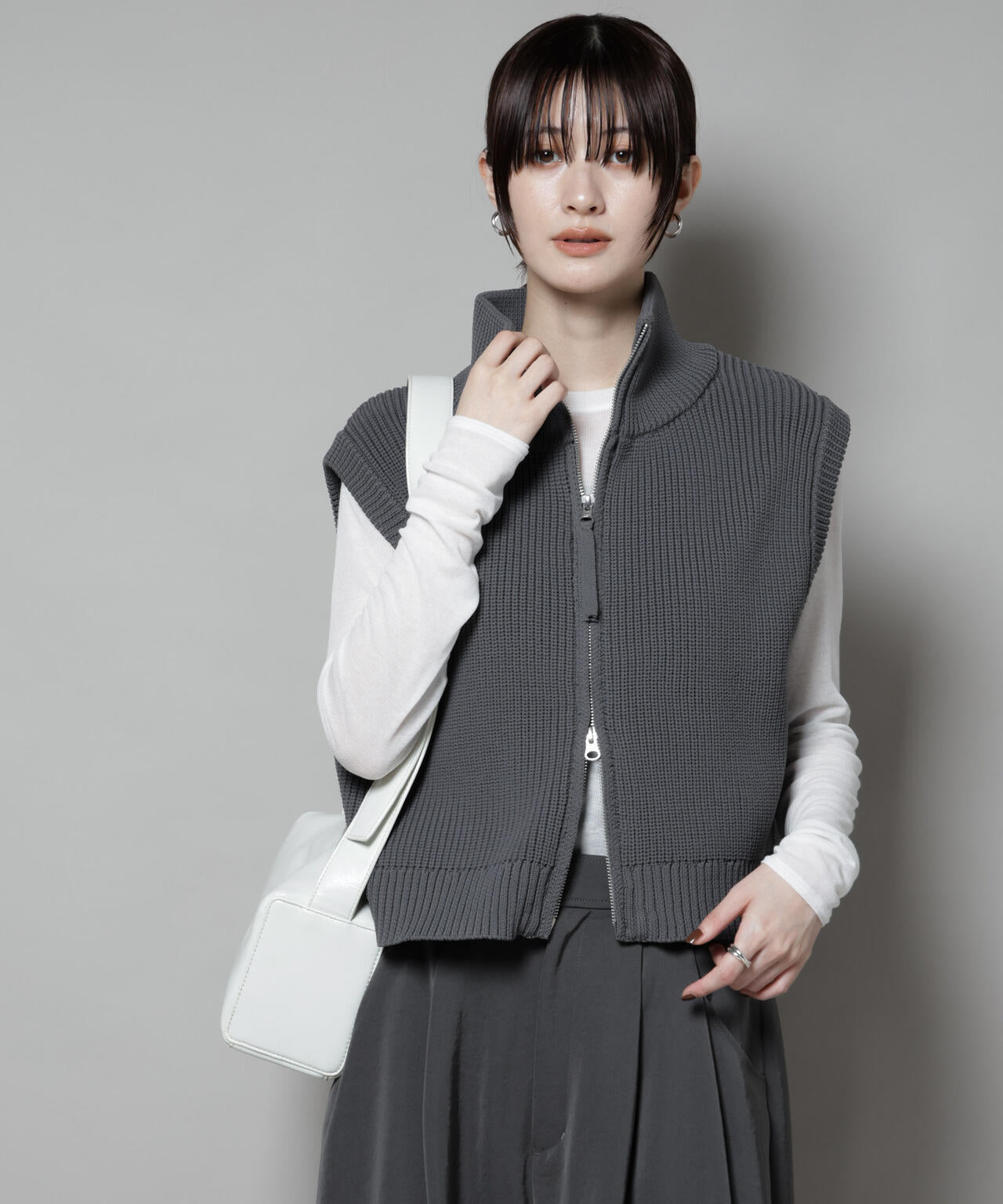 ダブルジップアップドライバーズニットベスト | NANO universe（ナノ