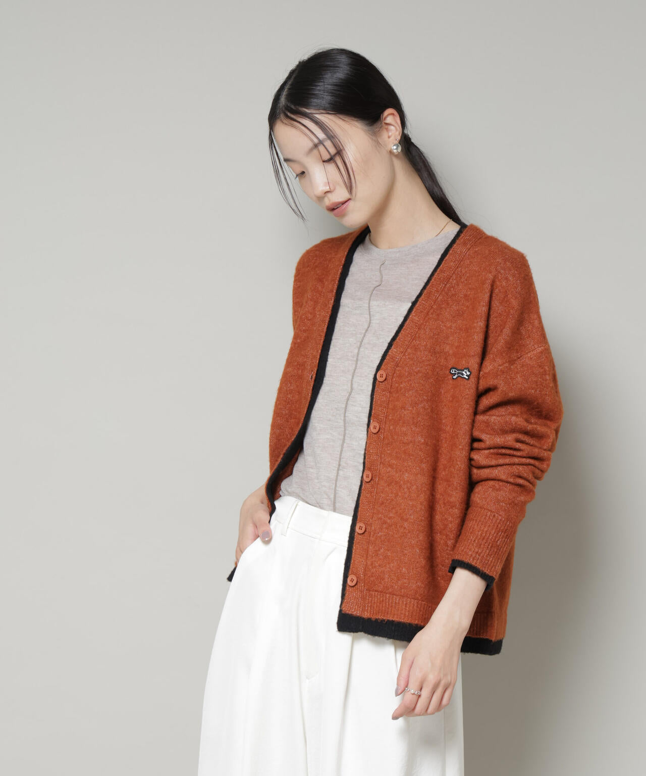 PENNEYS別注TheFOXバイカラーVネックカーディガン | NANO universe