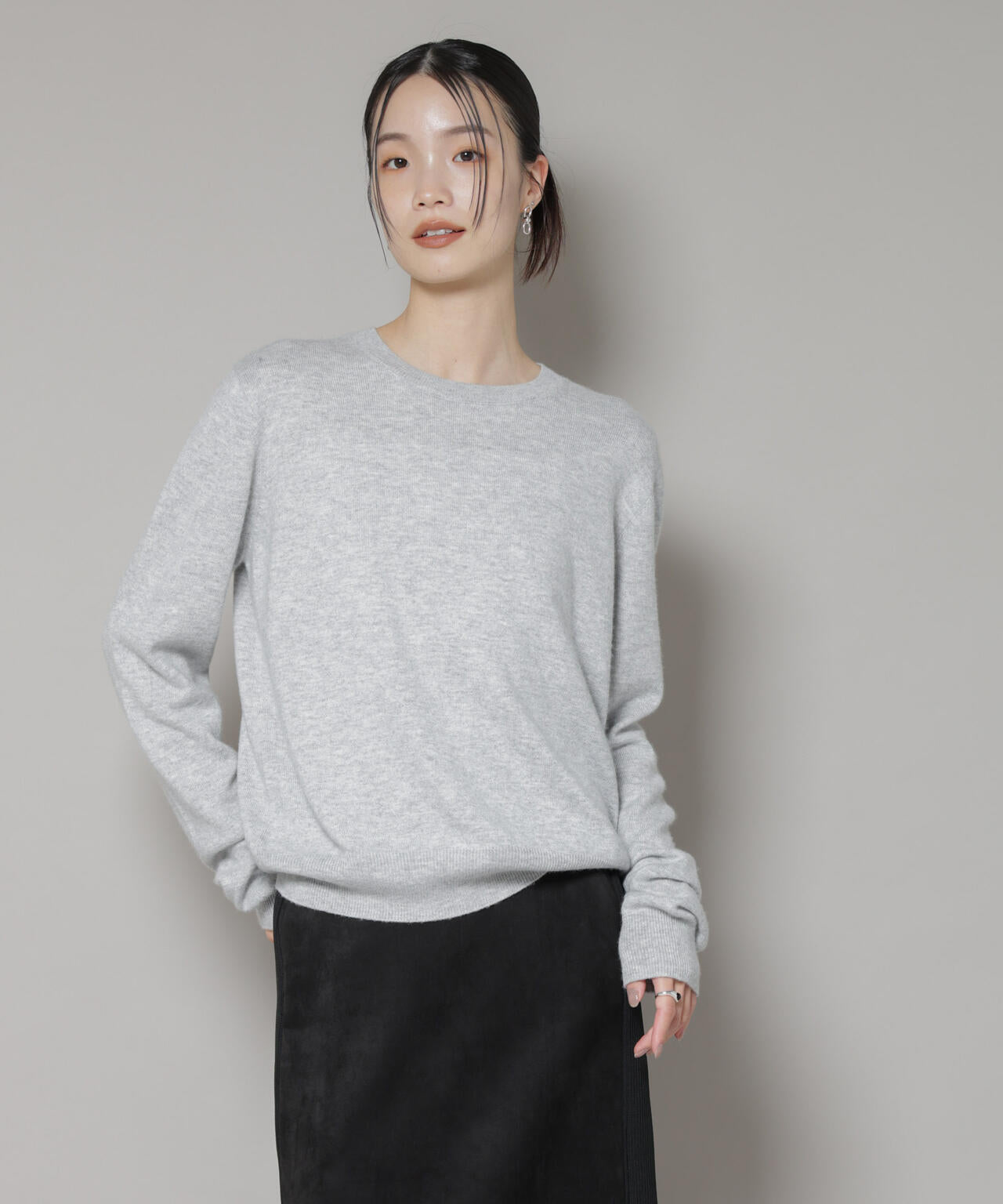 イマテリアル　カシミアタッチ クルーネック プルオーバー グレー ABAHOUSE GRAY セーター ニット 「カシミアタッチ」プルオーバー