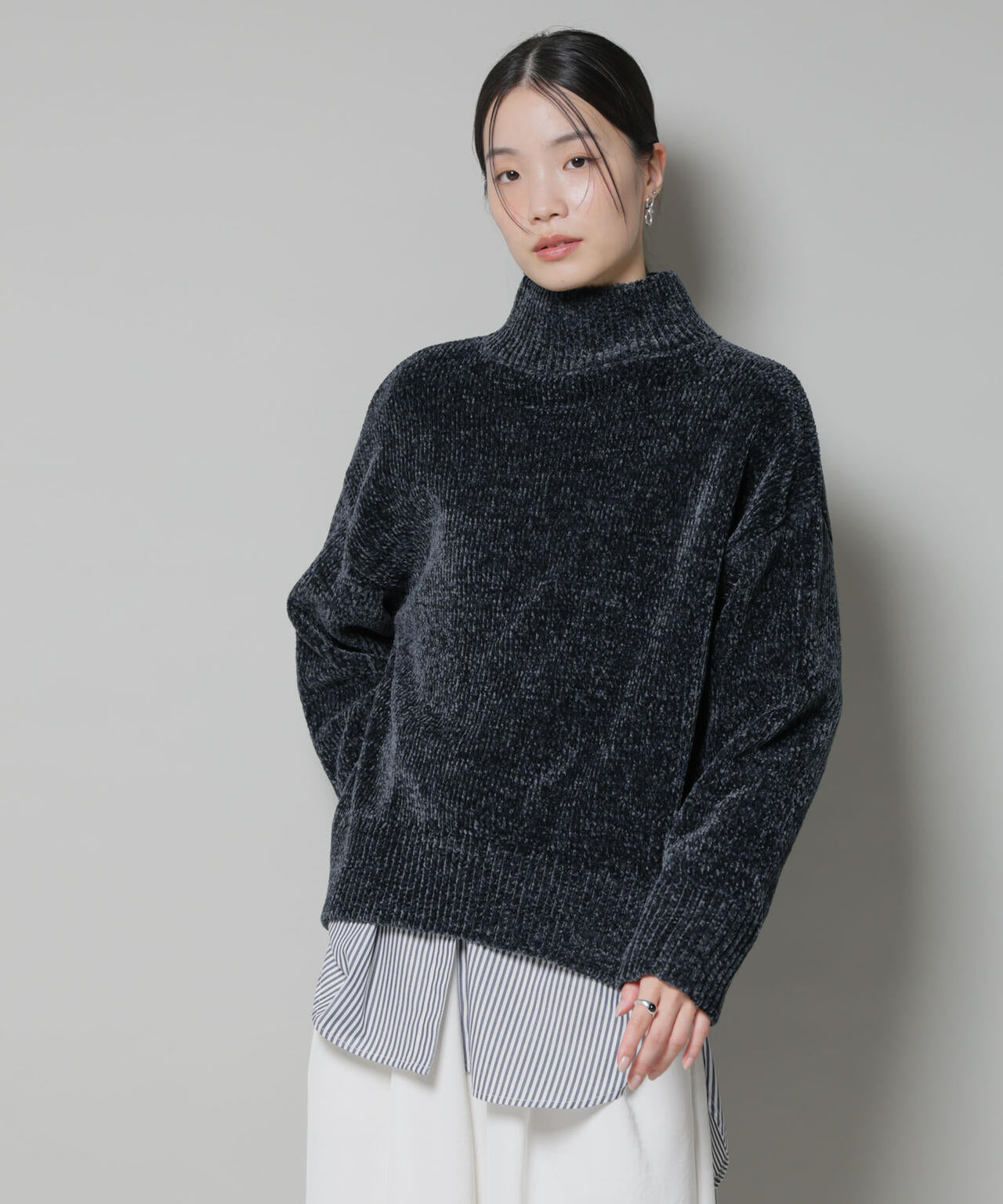 ベロアモールハイネックワイドニット | NANO universe（ナノ