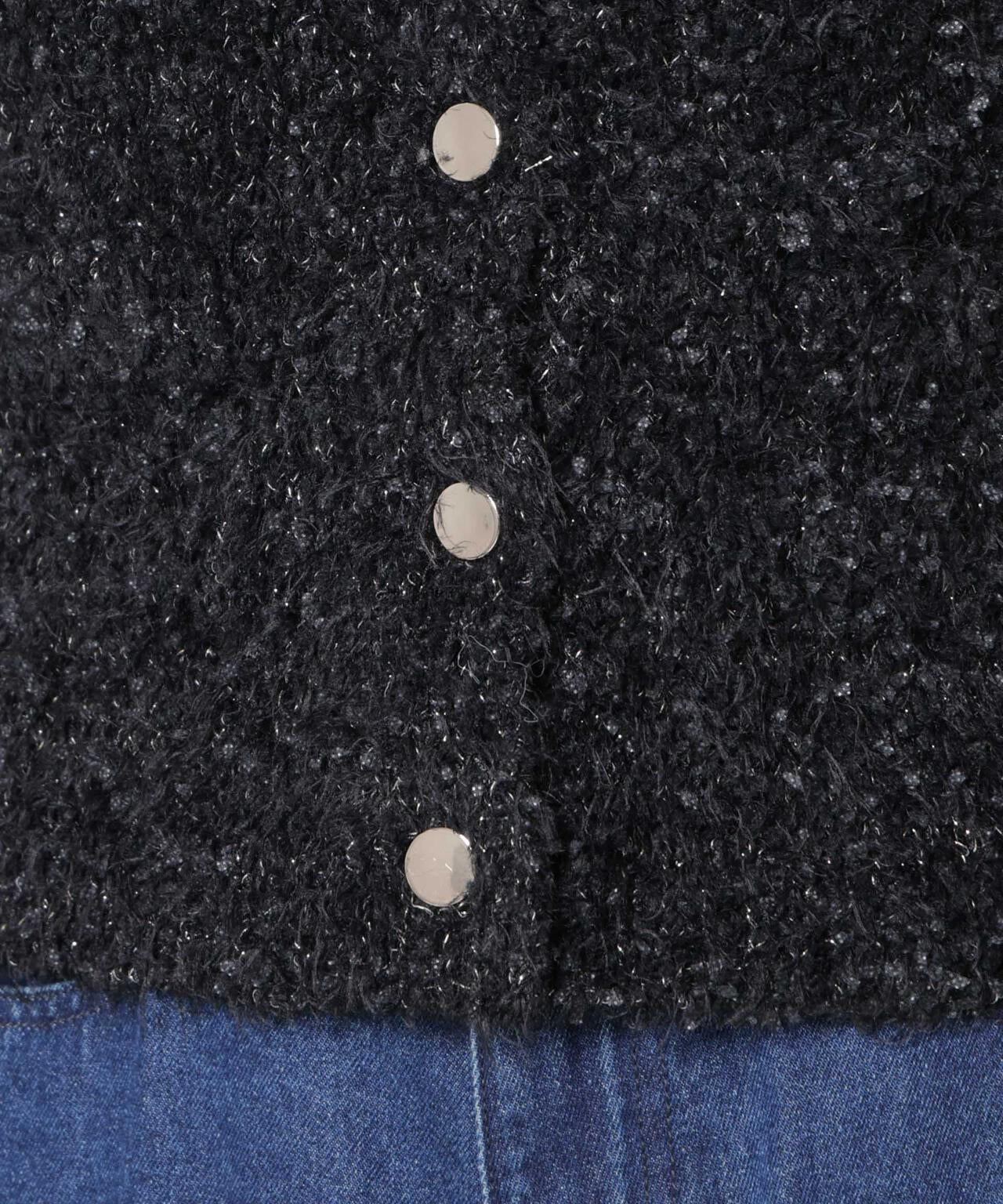 チュールシャギークルーネックニットカーディガン