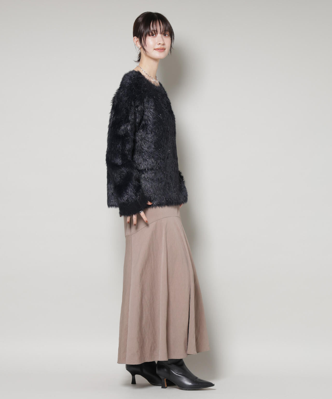 ミックスシャギーボートネックワイドニット | NANO universe（ナノ