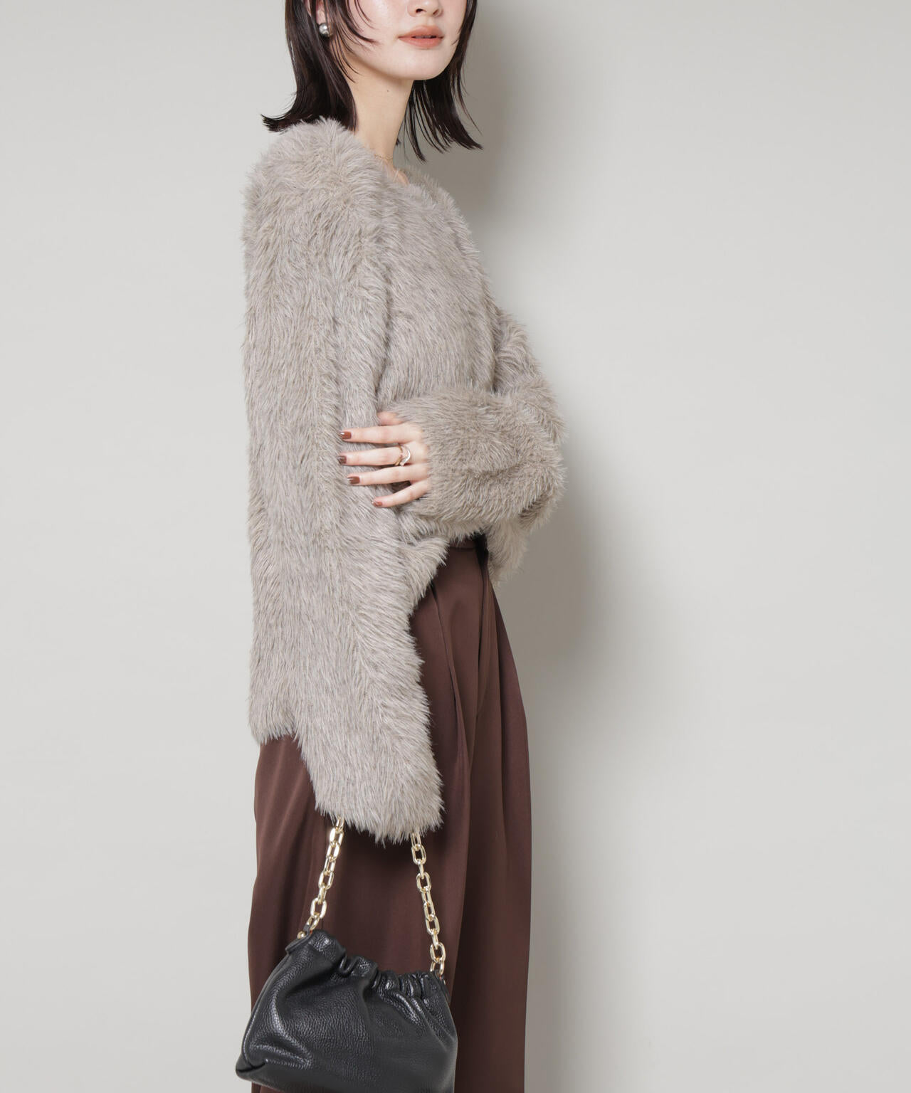 ミックスシャギーボートネックワイドニット | NANO universe（ナノ