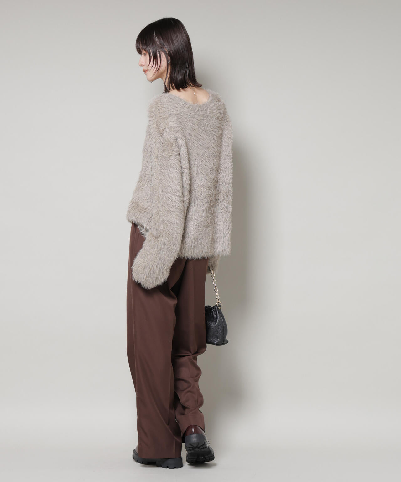 ミックスシャギーボートネックワイドニット | NANO universe（ナノ