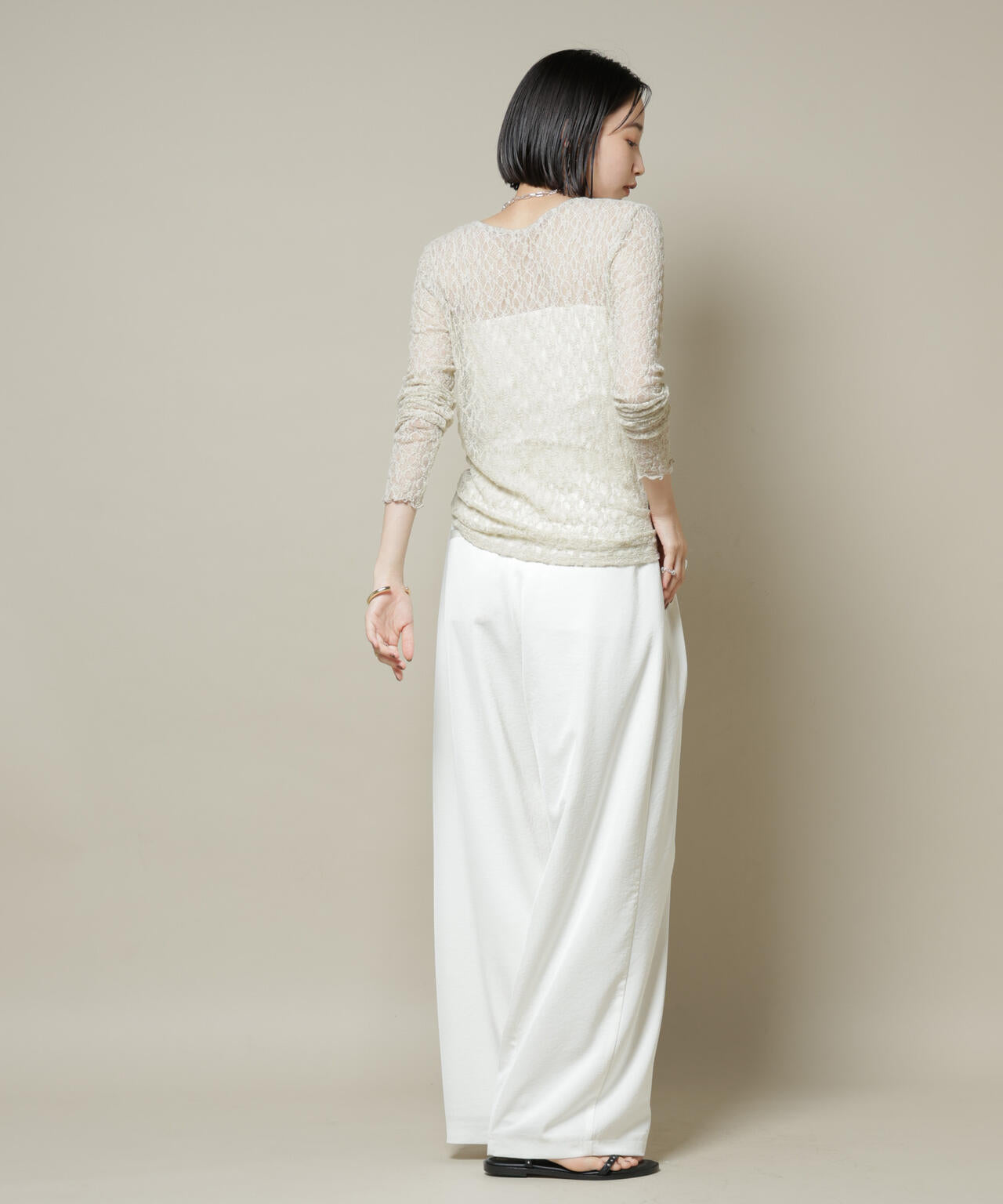 ナノユニバース フロッキーレースフレアスカート ロングスカート ブラウン J-2