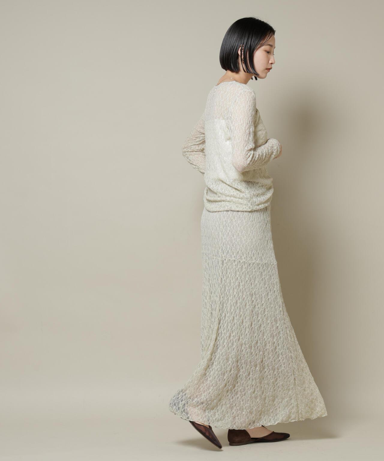 シアーレースロングスリーブトップス(セットアップ可)