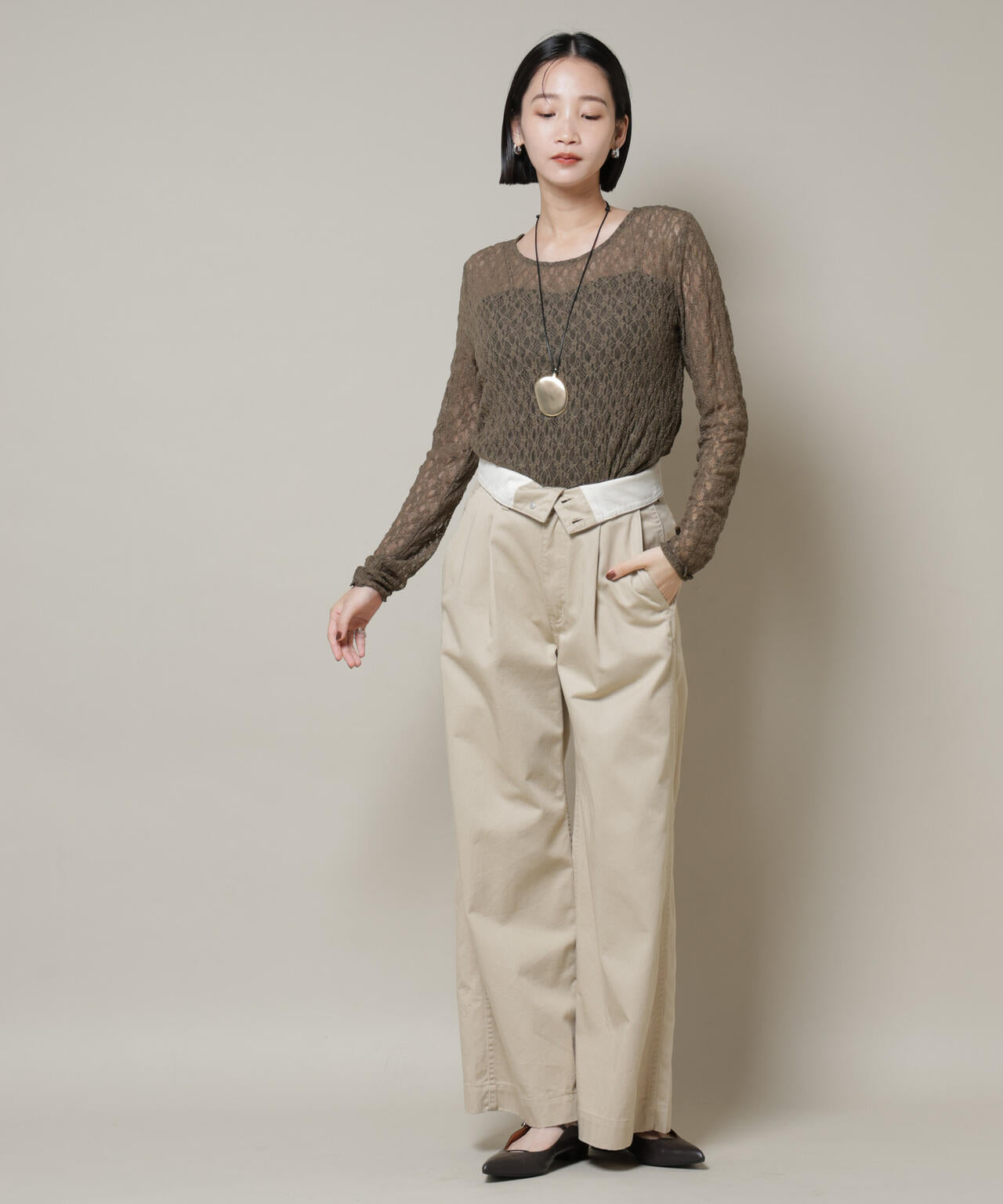 シアーレースロングスリーブトップス(セットアップ可)