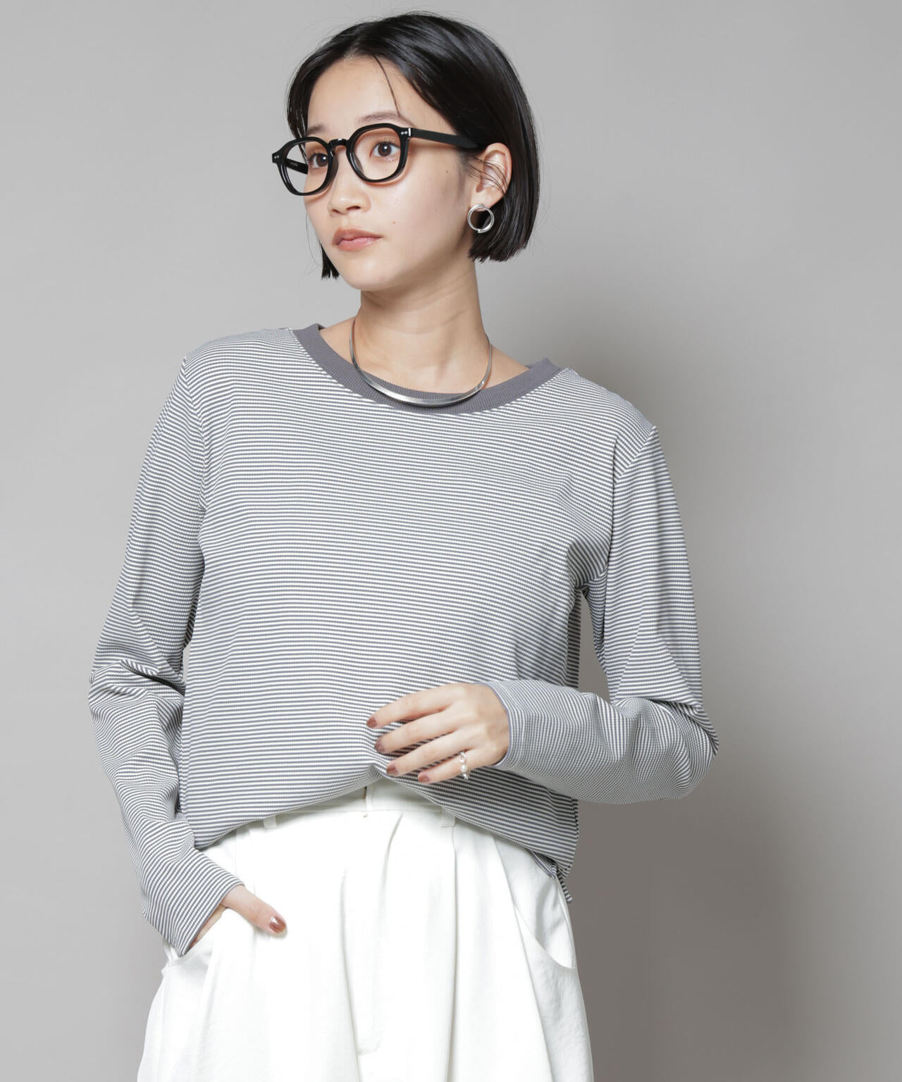 ミジンボーダーロングスリーブTシャツ | NANO universe（ナノ