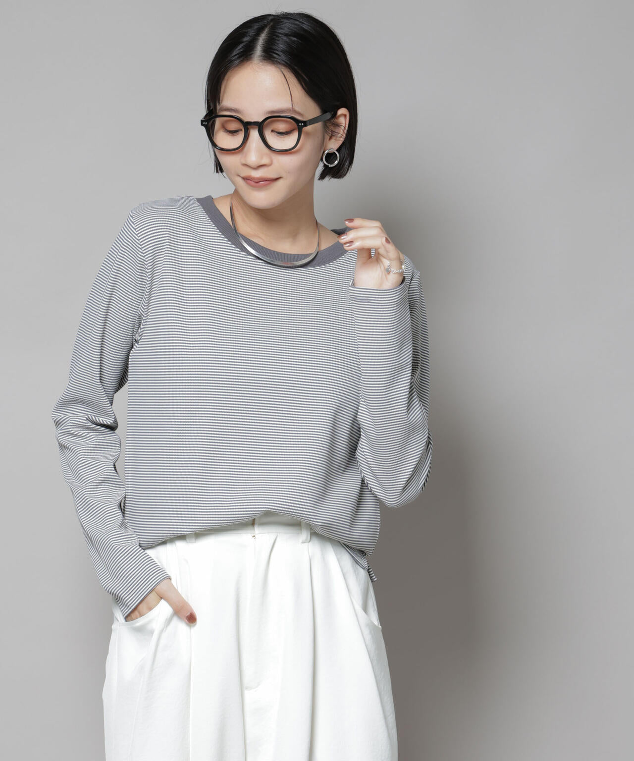 ミジンボーダーロングスリーブTシャツ | NANO universe（ナノ