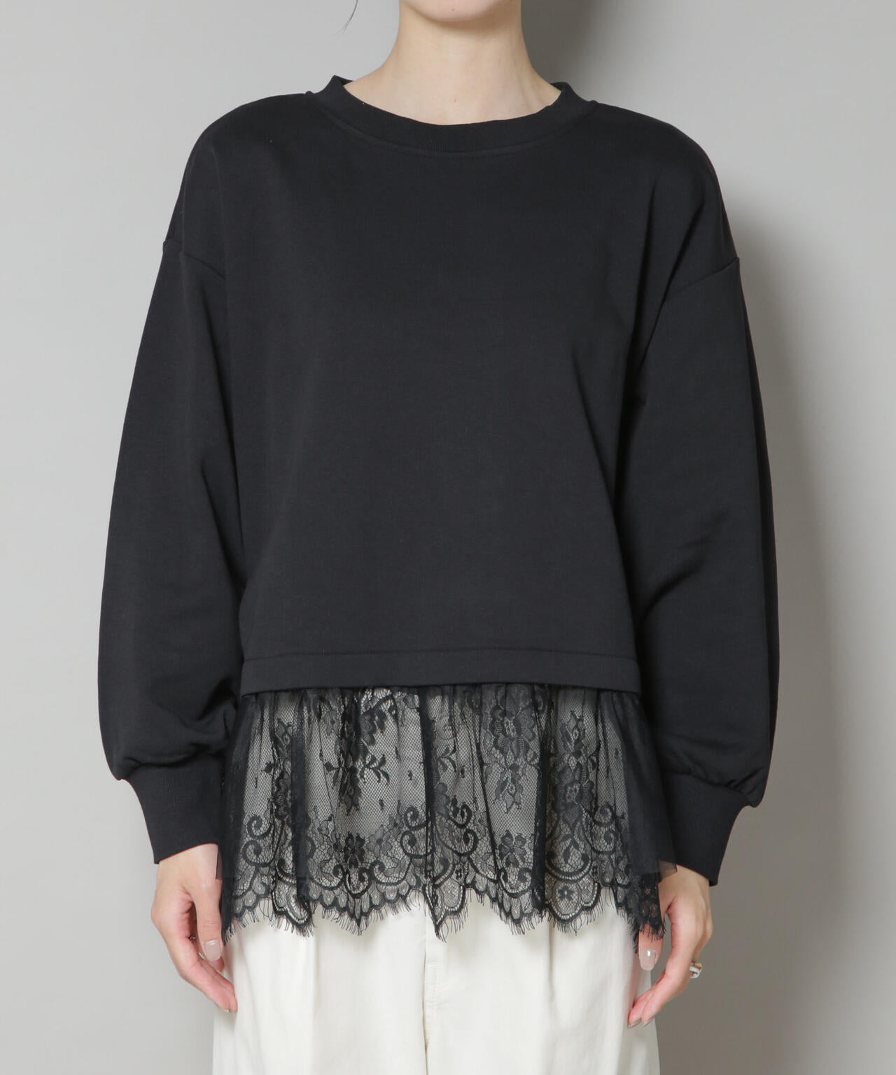 裾レースコンビペプラムカットトップス | NANO universe（ナノ