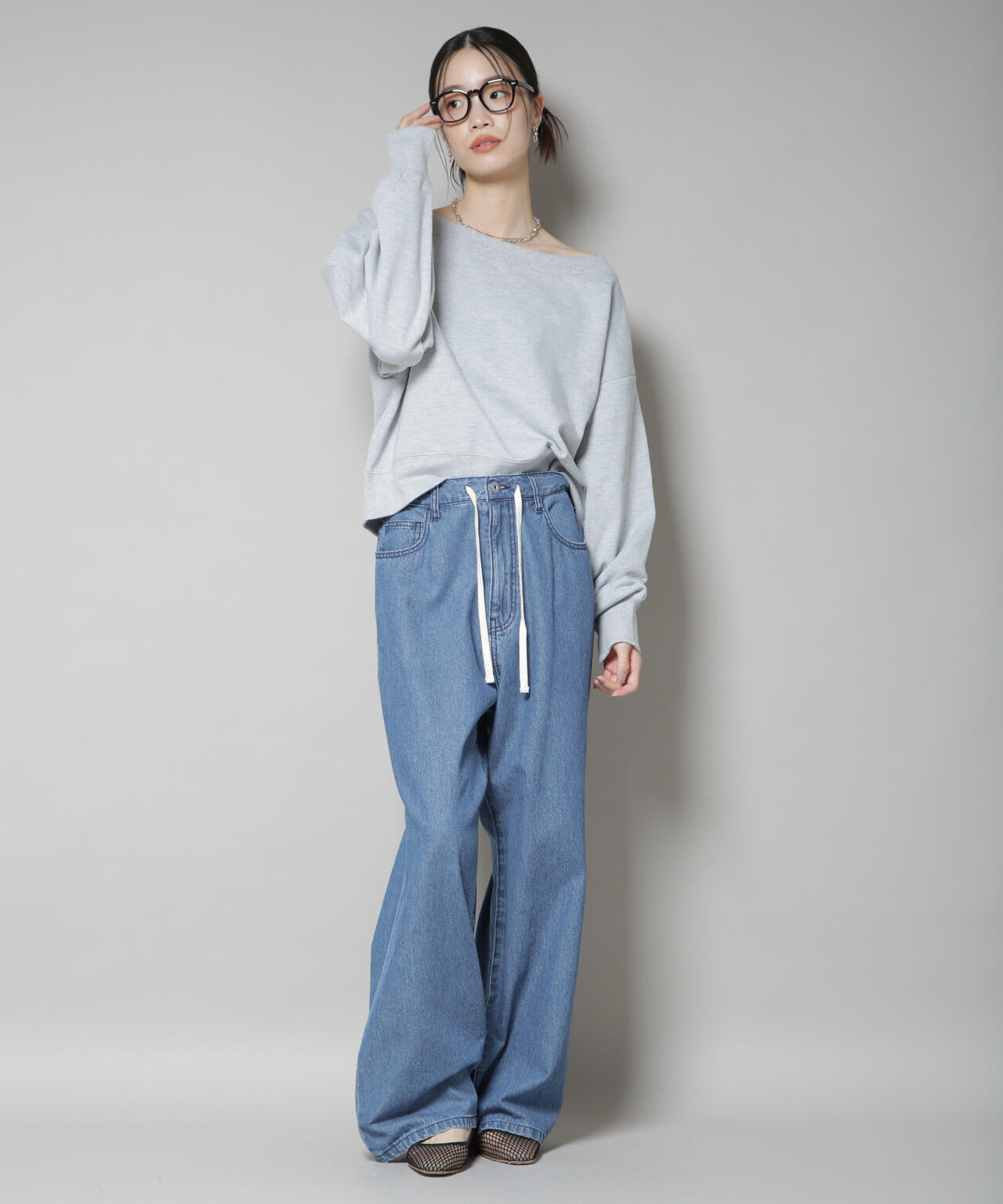 ワイドボートネックスウェットトップス