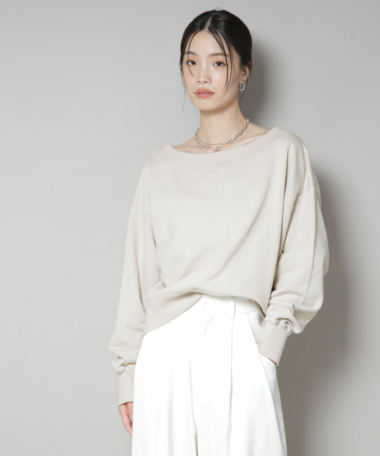 ワイドボートネックスウェットトップス | NANO universe（ナノ