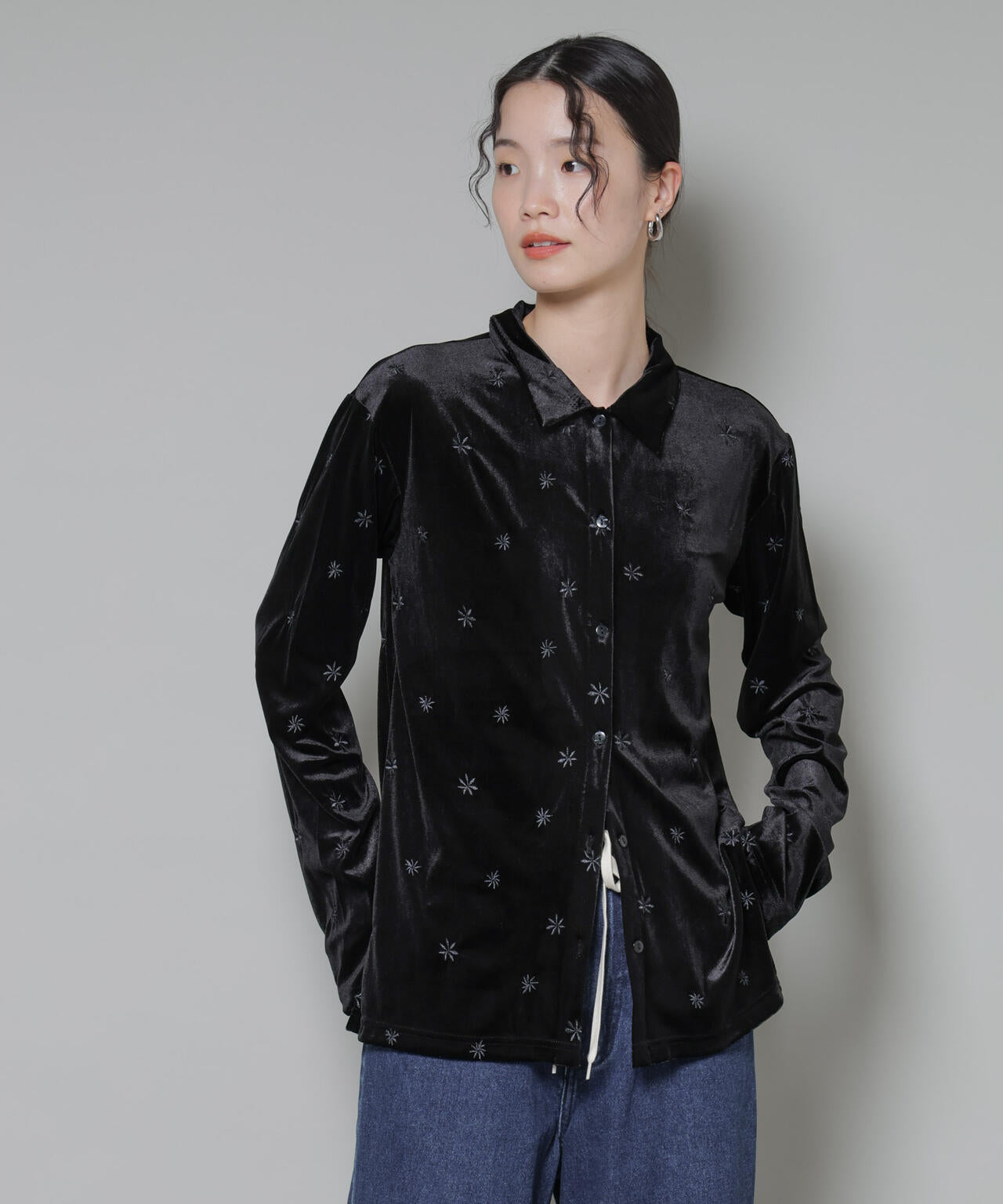 刺繍ベロアカットシャツ(セットアップ可)