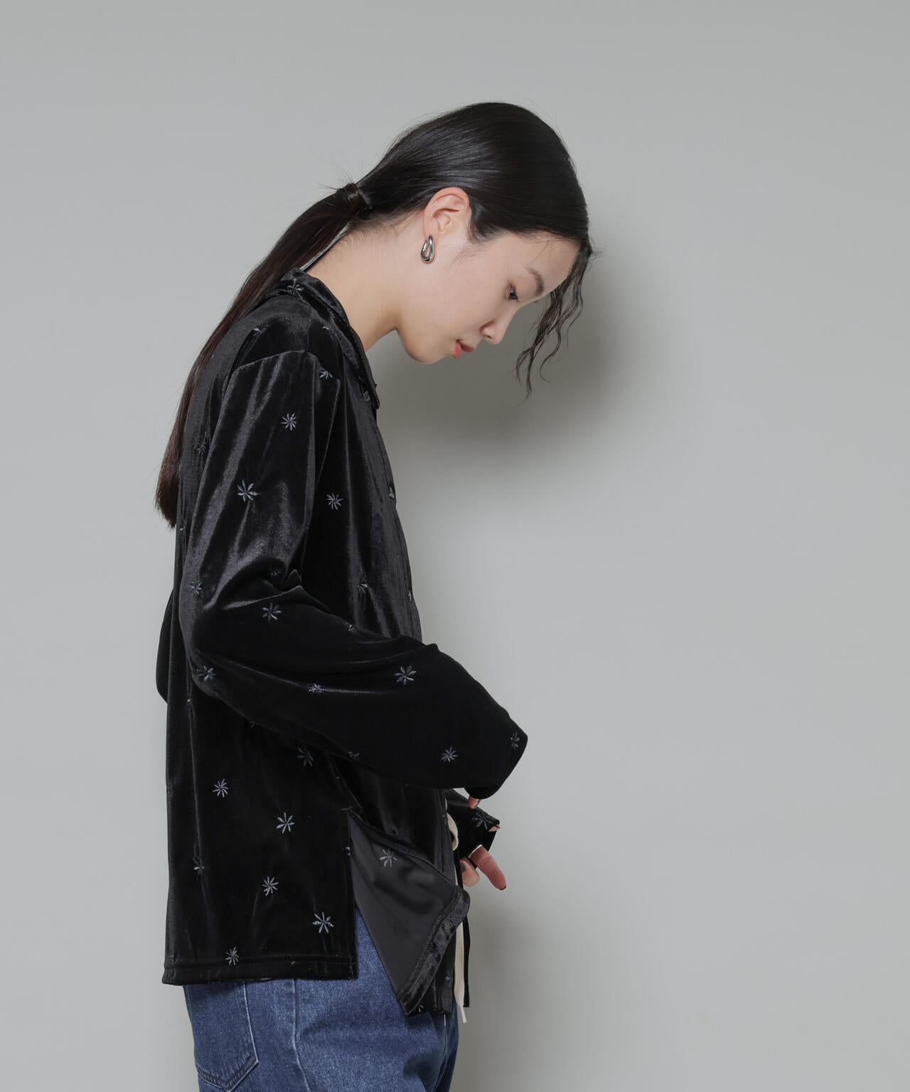 刺繍ベロアカットシャツ(セットアップ可) | NANO universe（ナノ