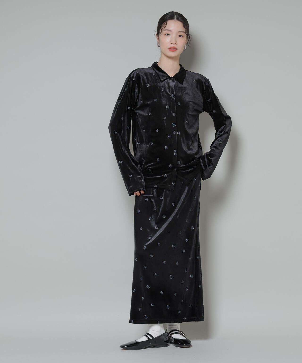 刺繍ベロアカットシャツ(セットアップ可)