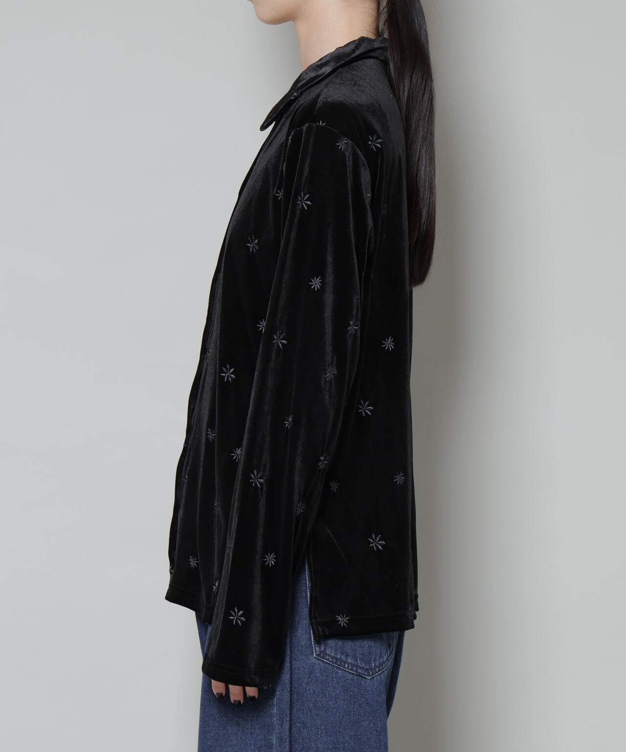 刺繍ベロアカットシャツ(セットアップ可)