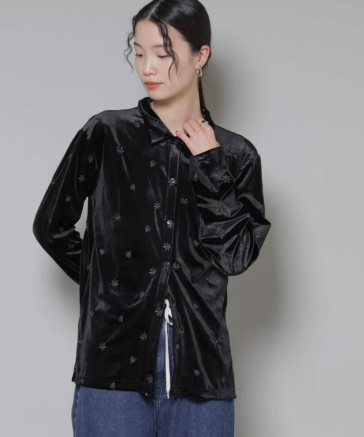 刺繍ベロアカットシャツ(セットアップ可)