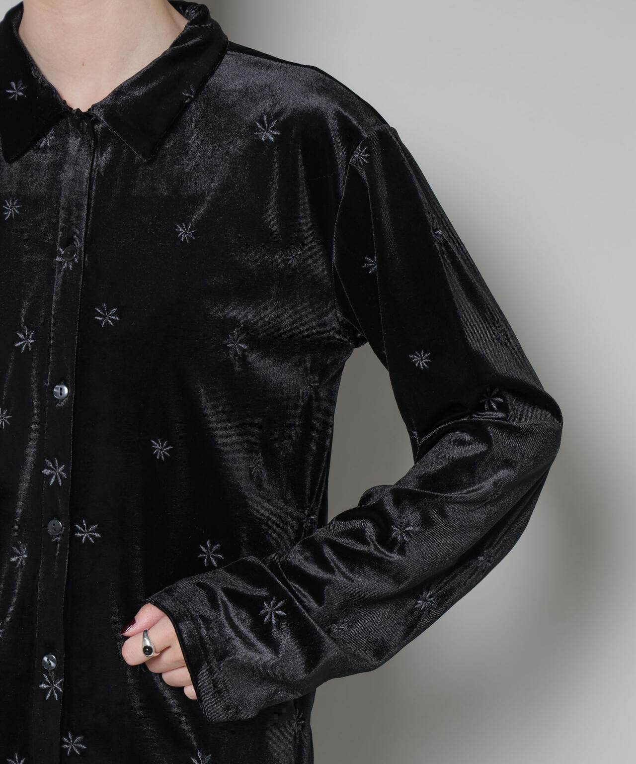 刺繍ベロアカットシャツ(セットアップ可)