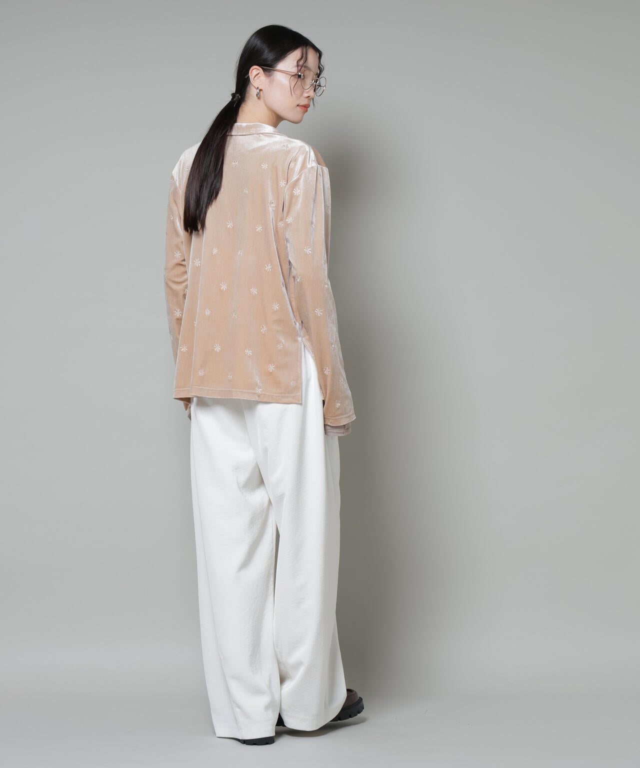 刺繍ベロアカットシャツ(セットアップ可)