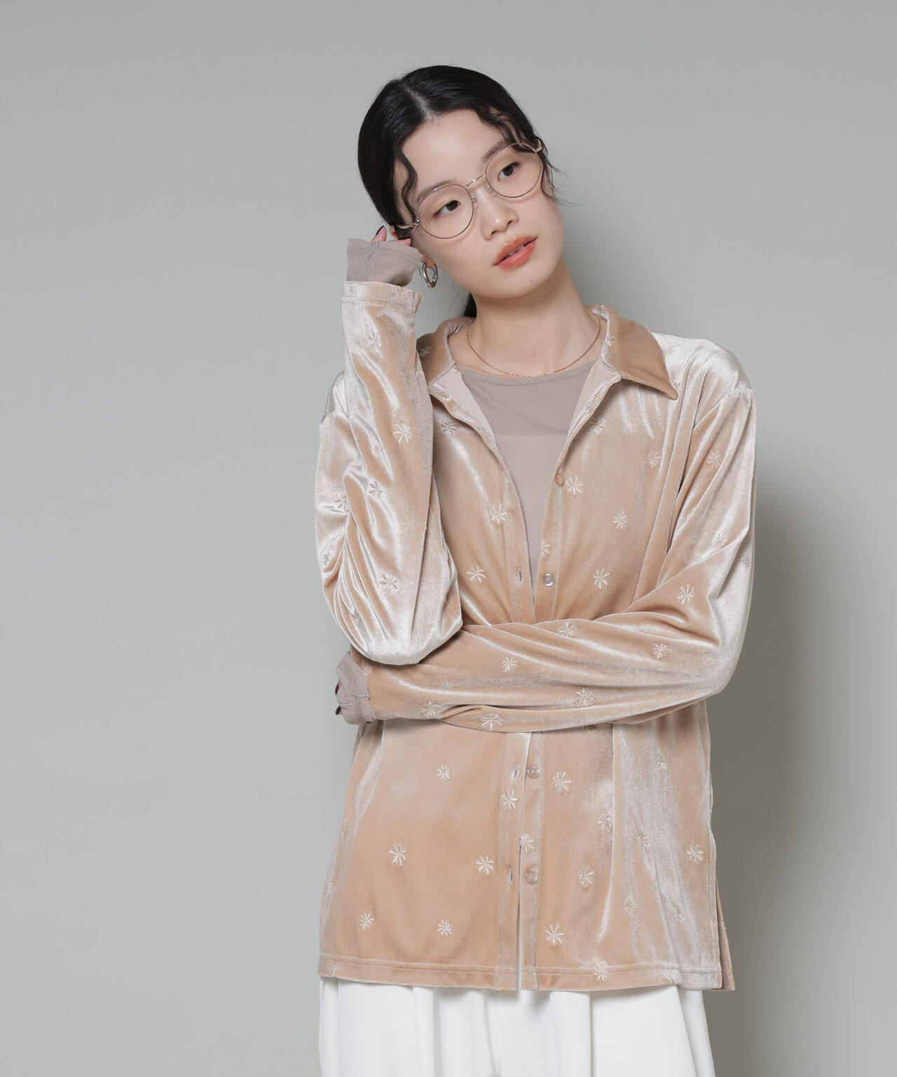 刺繍ベロアカットシャツ(セットアップ可) | NANO universe（ナノ