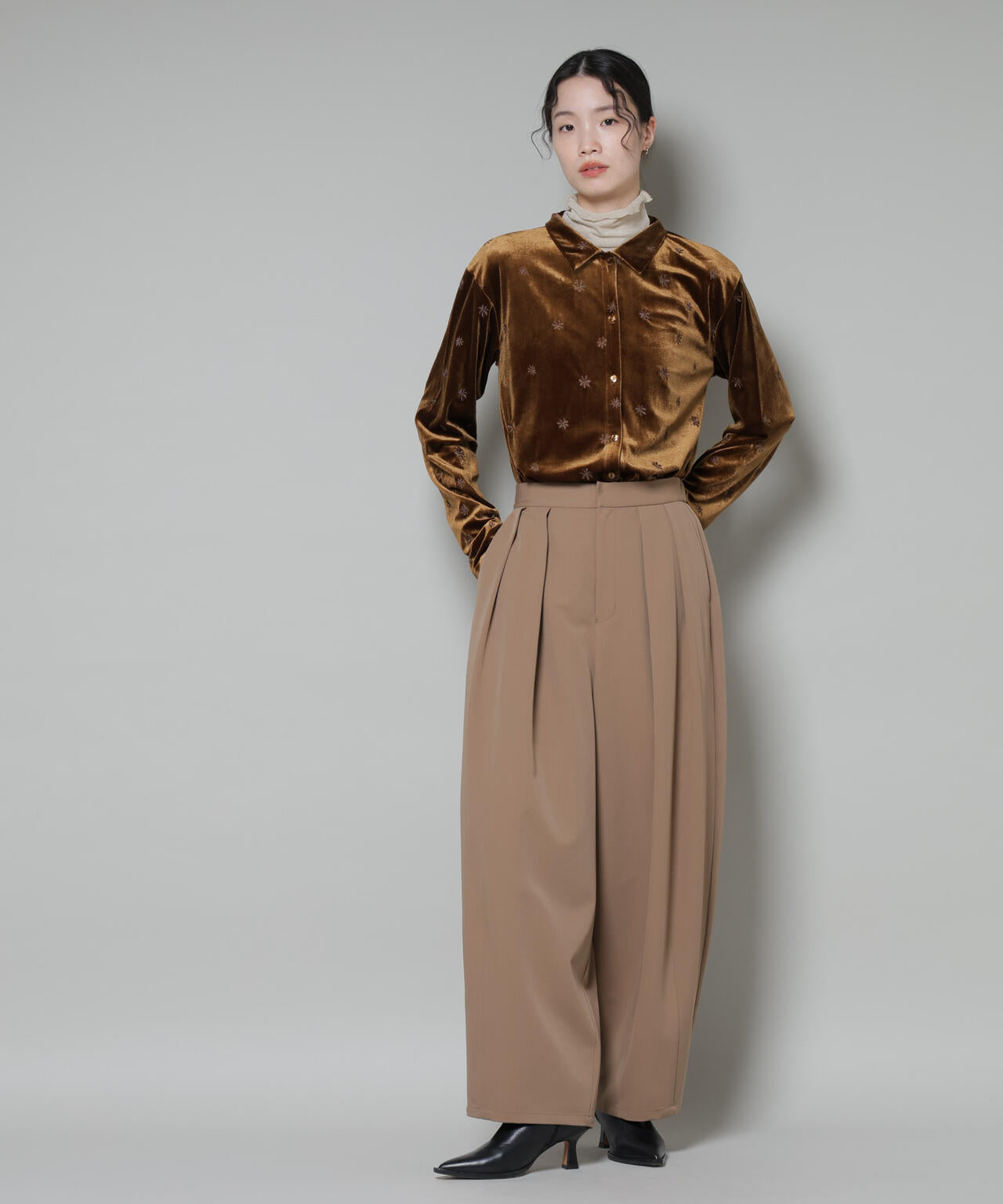 刺繍ベロアカットシャツ(セットアップ可)