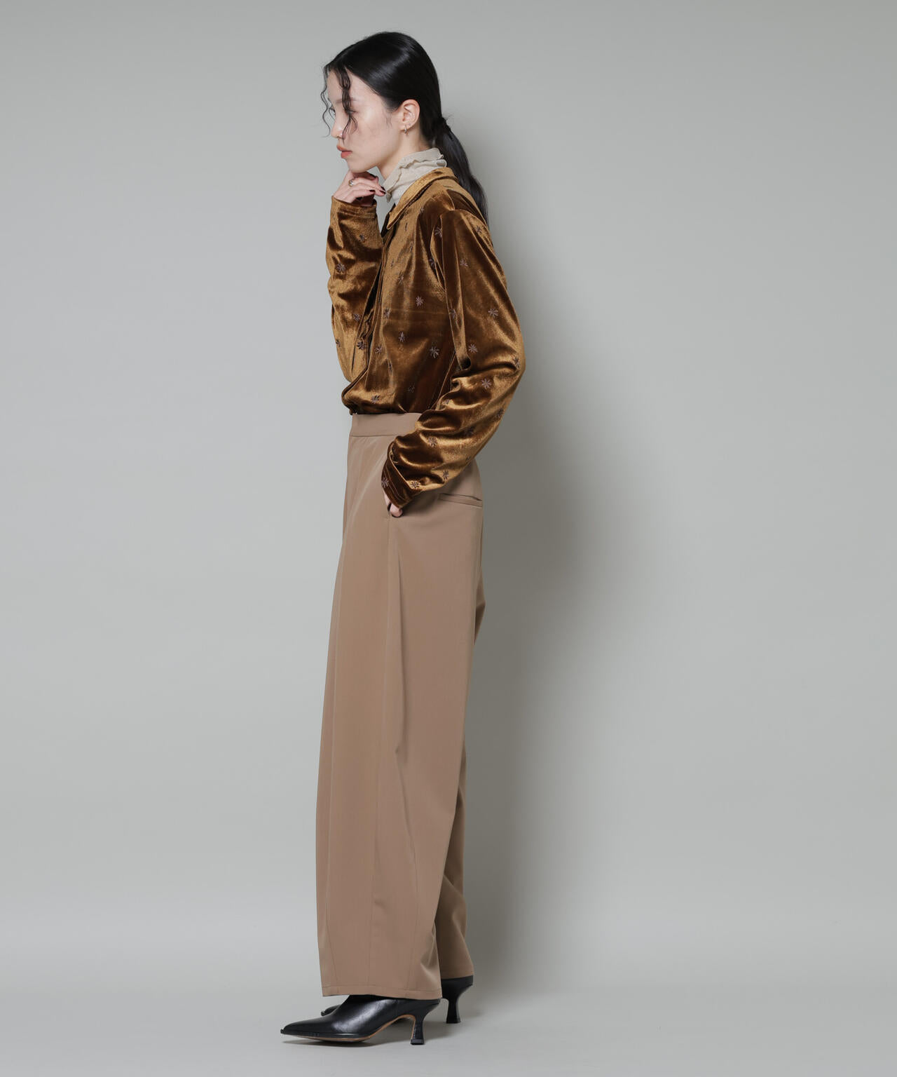 刺繍ベロアカットシャツ(セットアップ可)