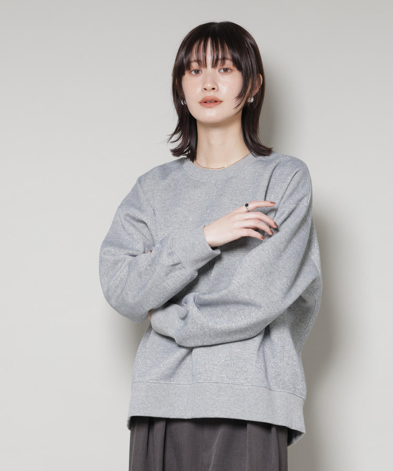 ラメ裏毛トップス