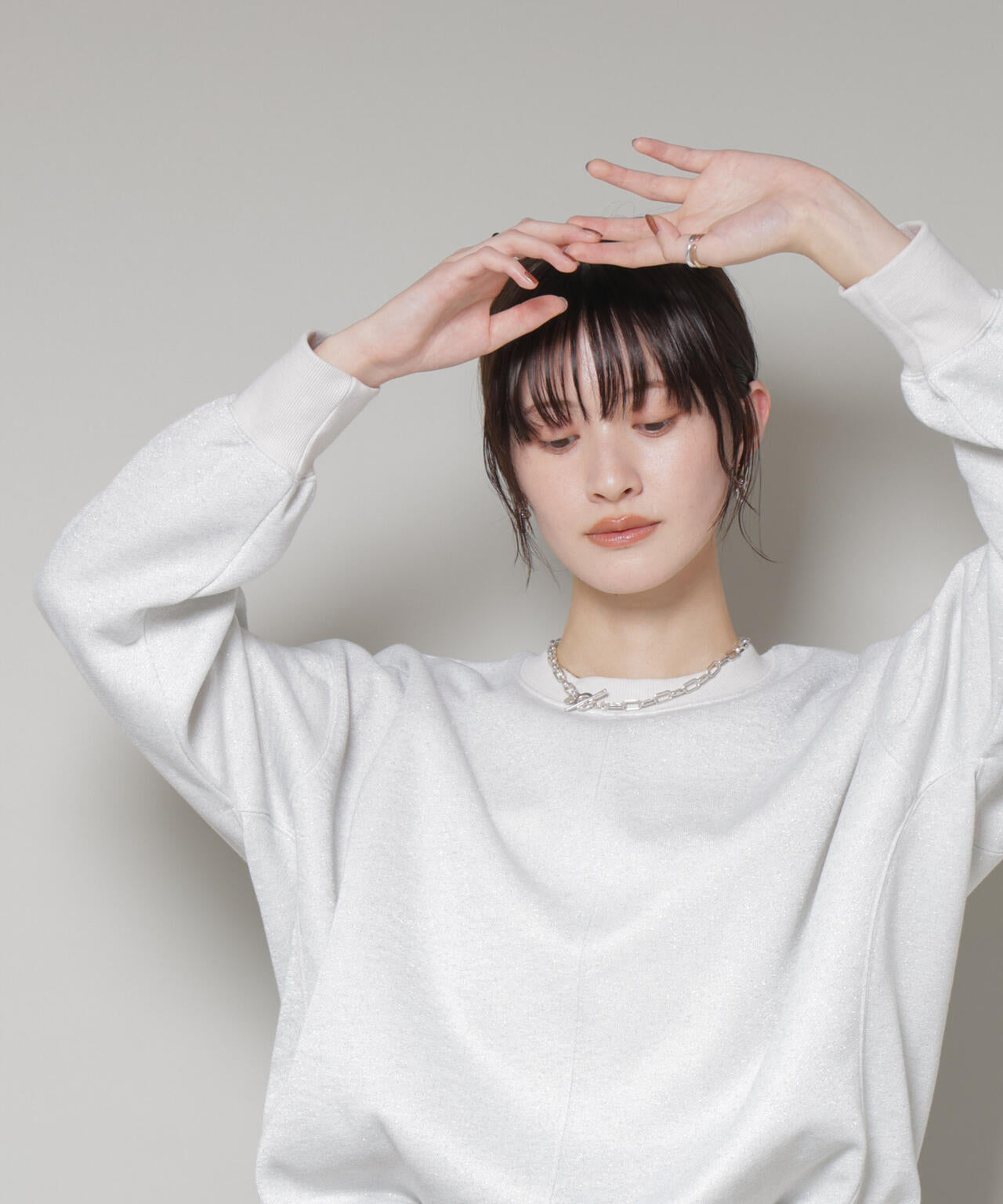 ラメ裏毛トップス