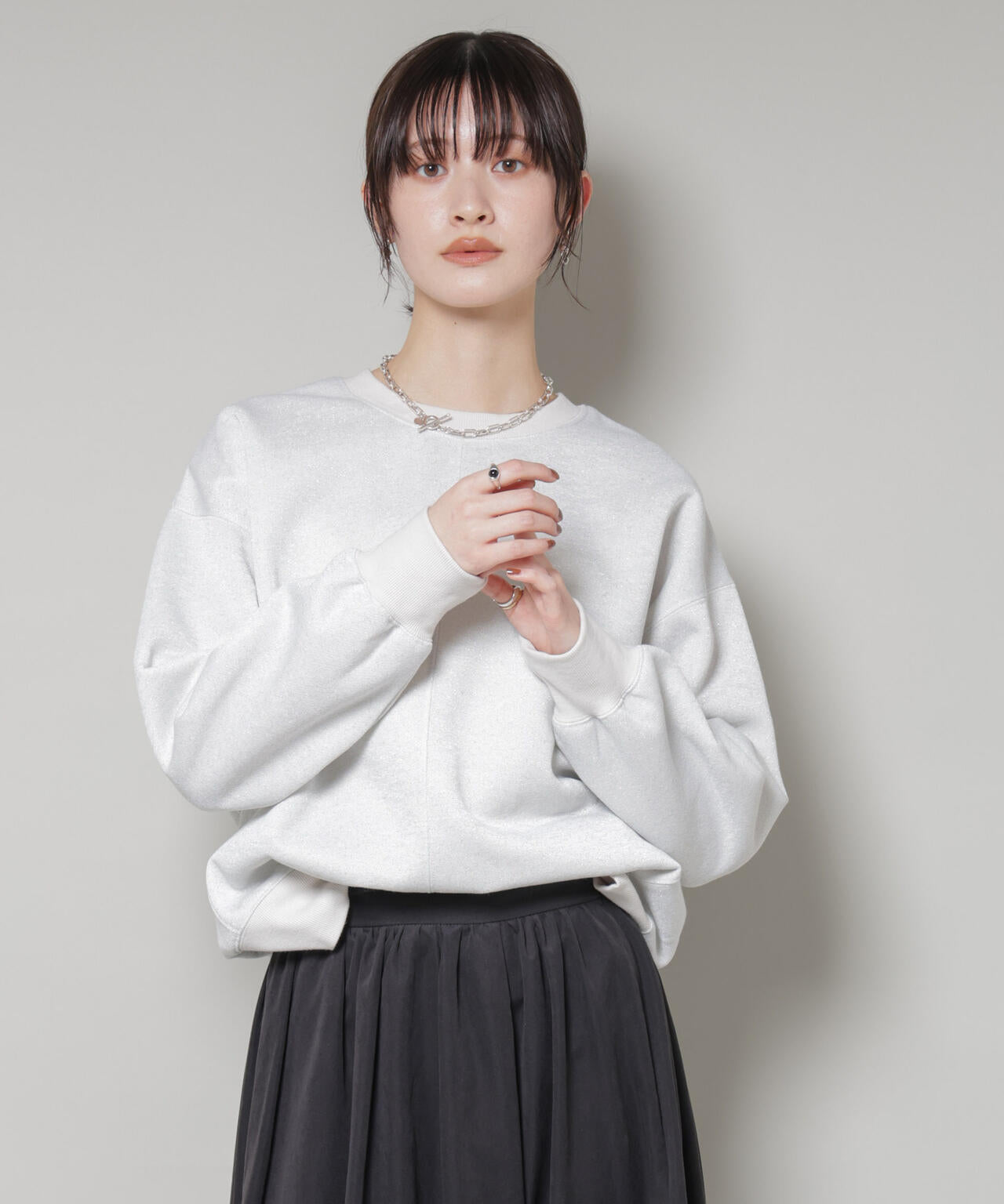 ラメ裏毛トップス