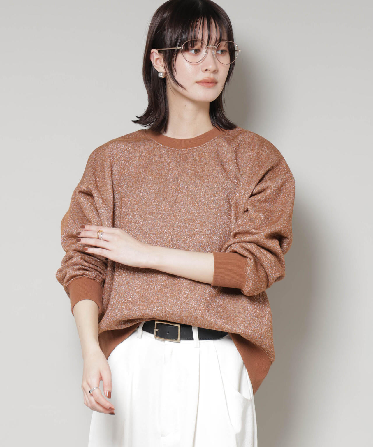 ラメ裏毛トップス