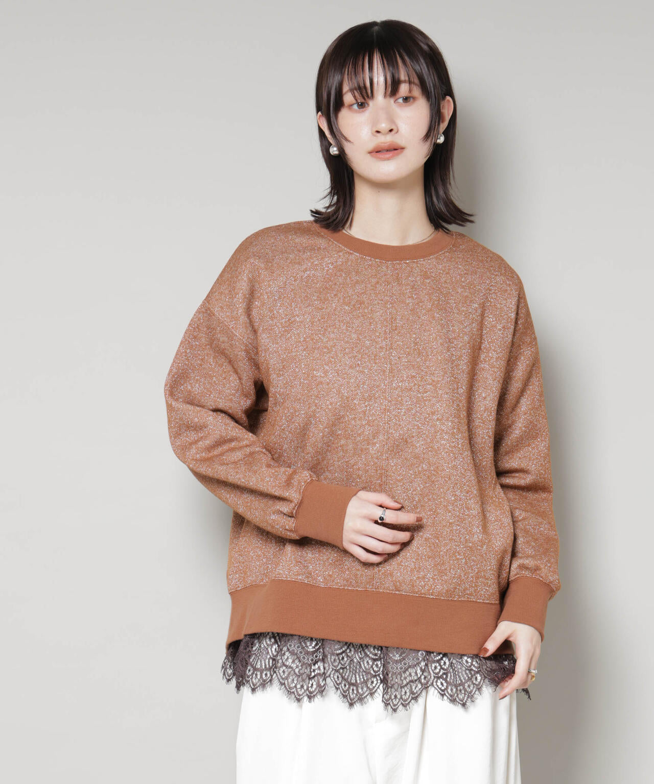 ラメ裏毛トップス