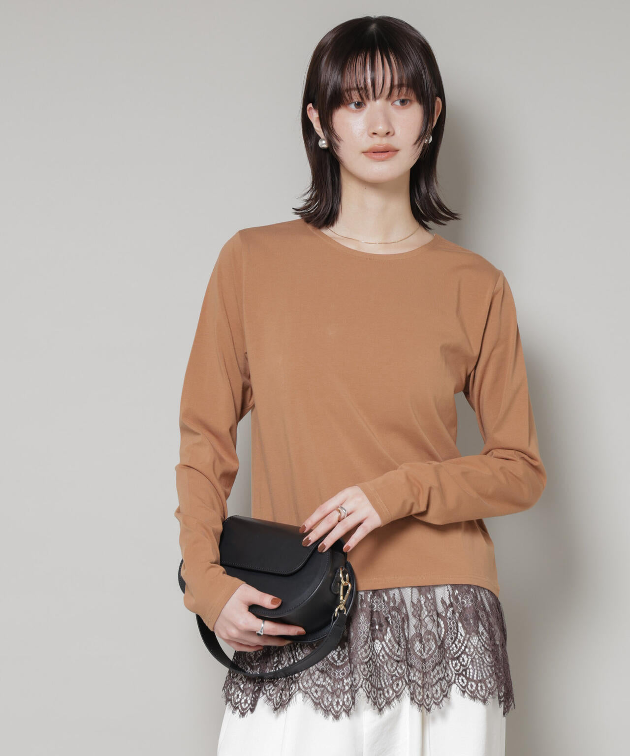 裾レースドッキングロングTシャツ | NANO universe（ナノ・ユニバース