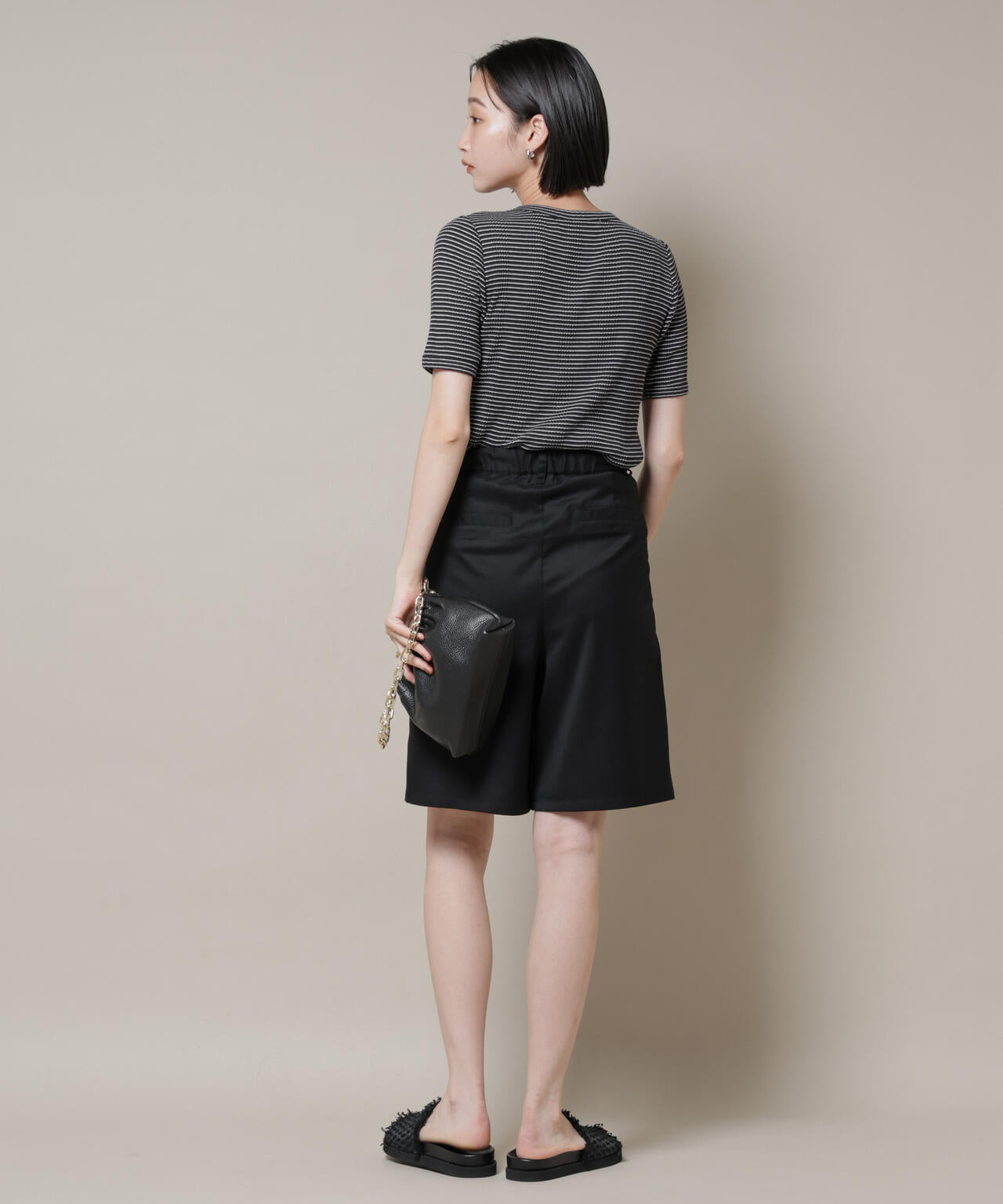 マルチボーダーテレコリブカットトップス