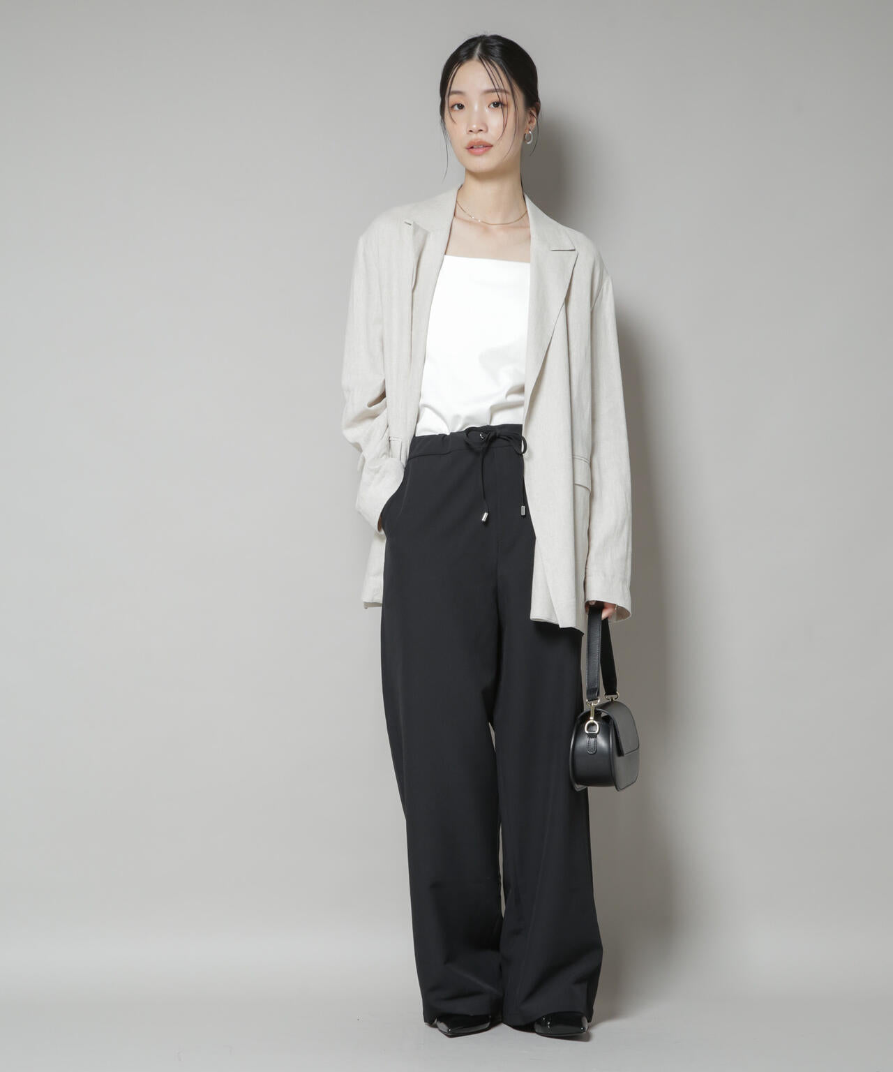 撥水加工】ウェストドロストワイドストレートパンツ | NANO universe