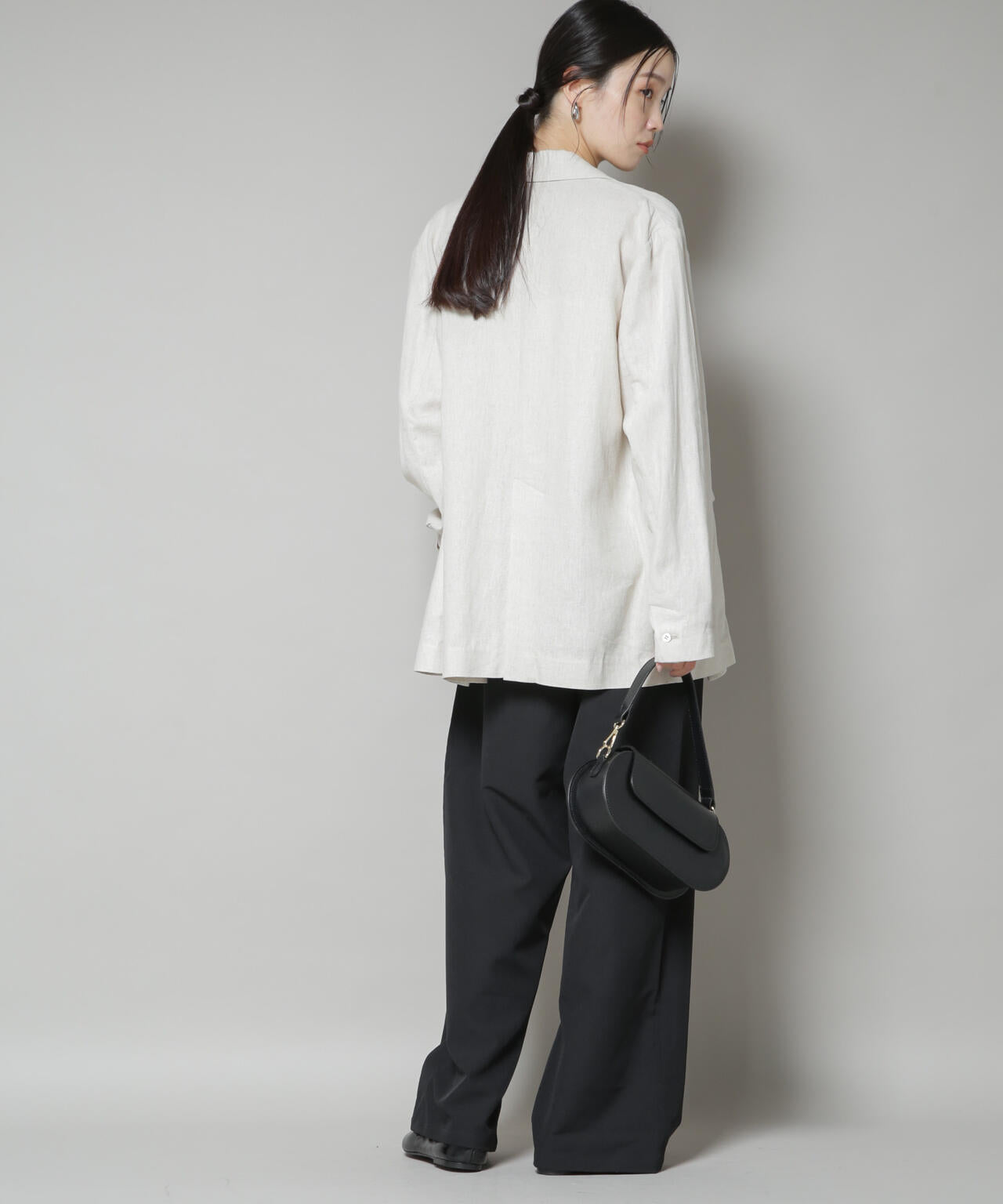 【撥水加工】ウェストドロストワイドストレートパンツ