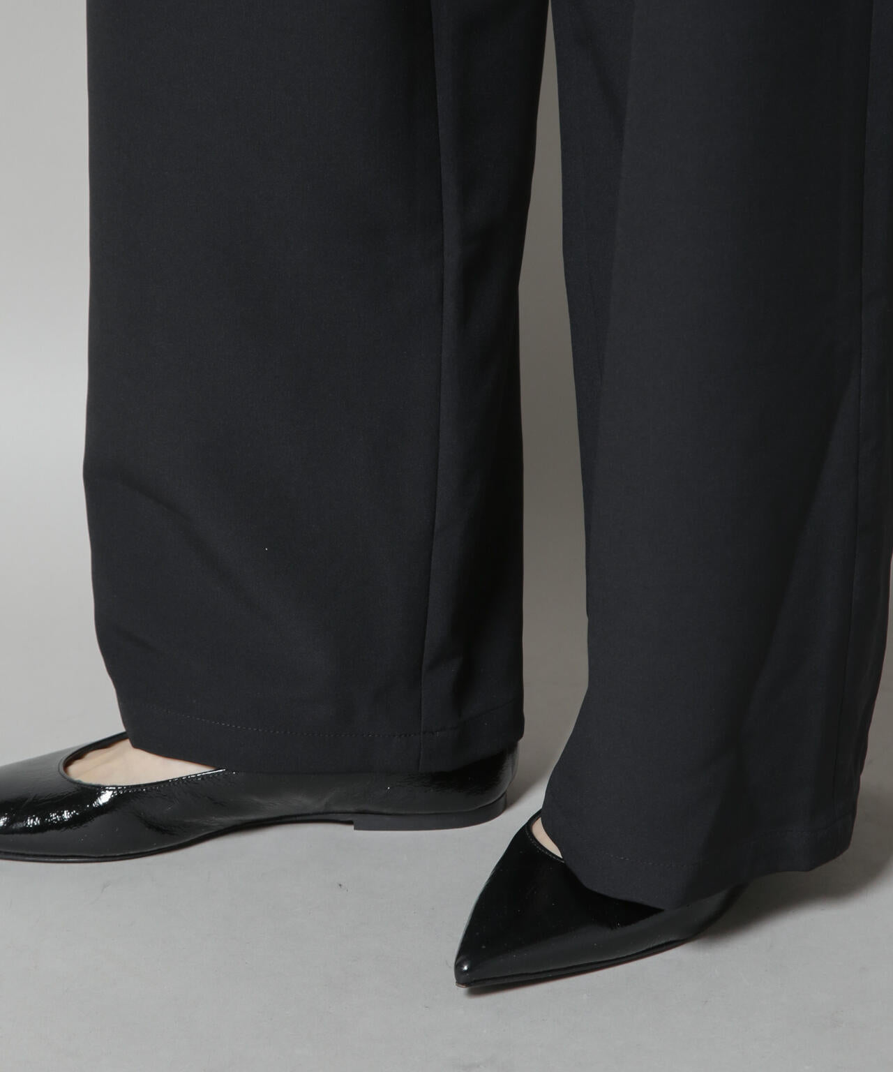 【撥水加工】ウェストドロストワイドストレートパンツ