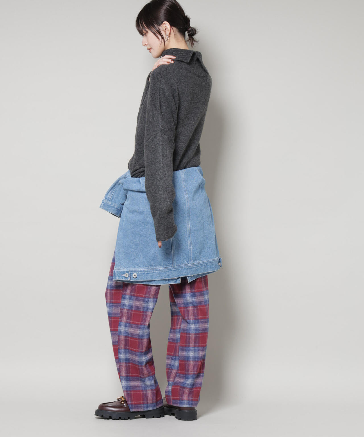 オンブレーチェックタックパンツ(セットアップ可)