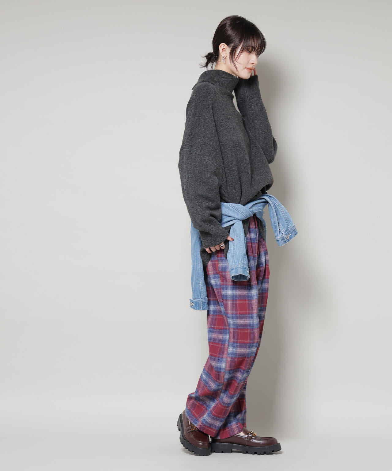 オンブレーチェックタックパンツ(セットアップ可)