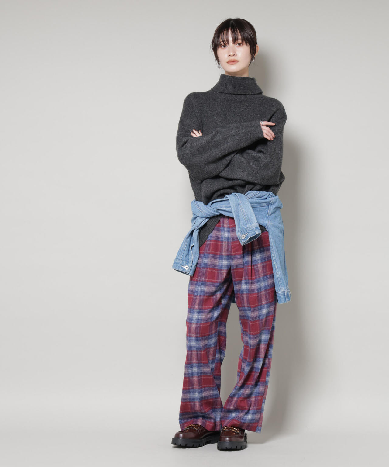 オンブレーチェックタックパンツ(セットアップ可) | NANO universe
