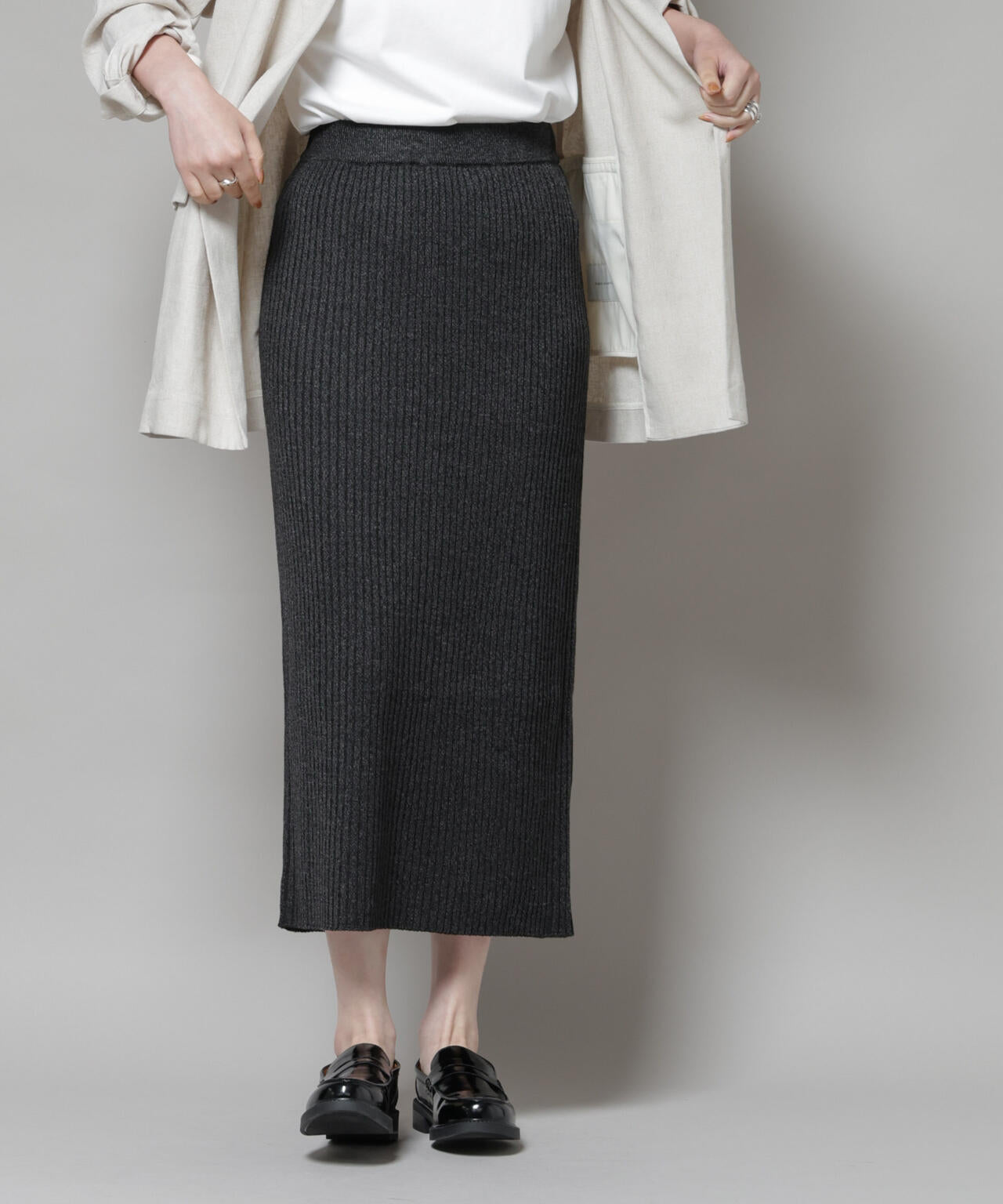 メランジリブタイトスカート(セットアップ可)