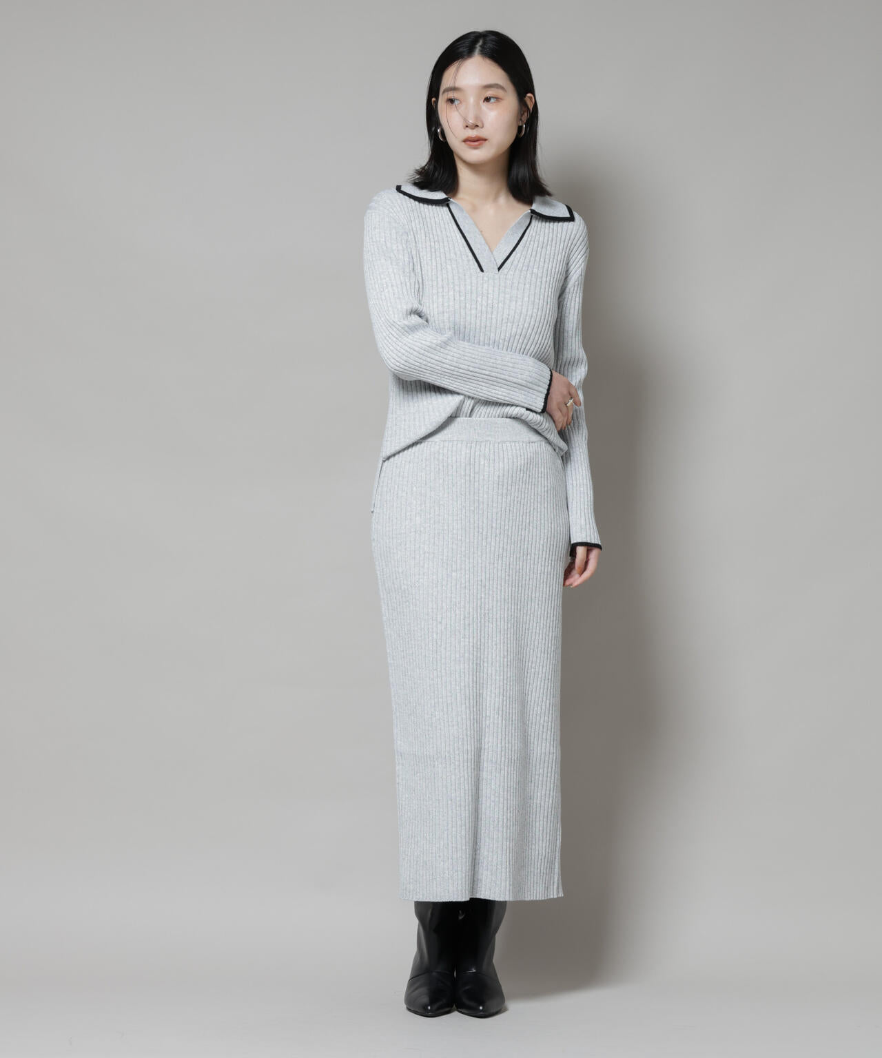 メランジリブタイトスカート(セットアップ可)