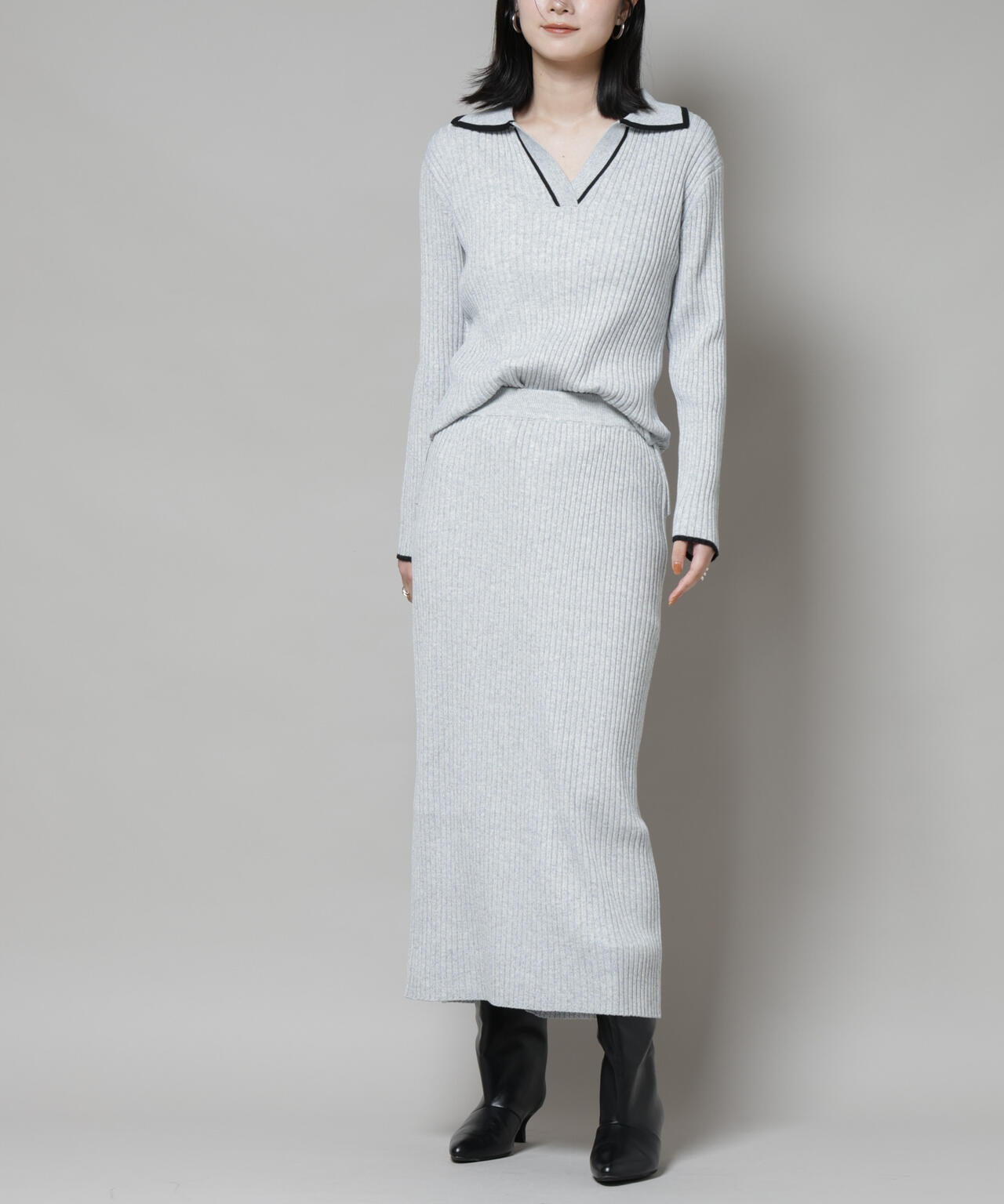 メランジリブタイトスカート(セットアップ可)