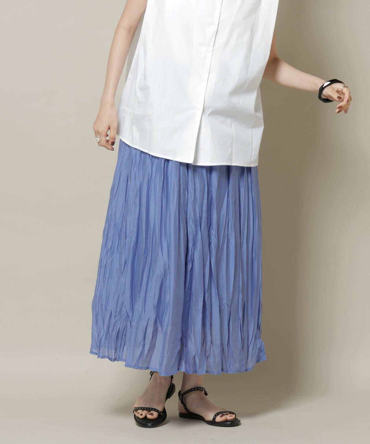 専用　アニオナ　AGNONA ブルー　スカート 再入荷/サイズ展開】フロント釦デニムフレアースカート/an another