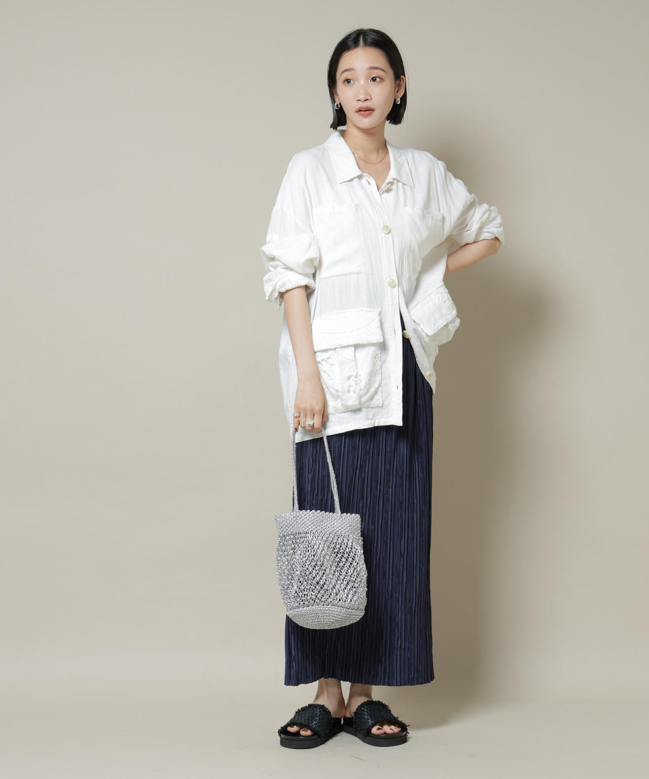 ランダムプリーツカットナロースカート(セットアップ可)