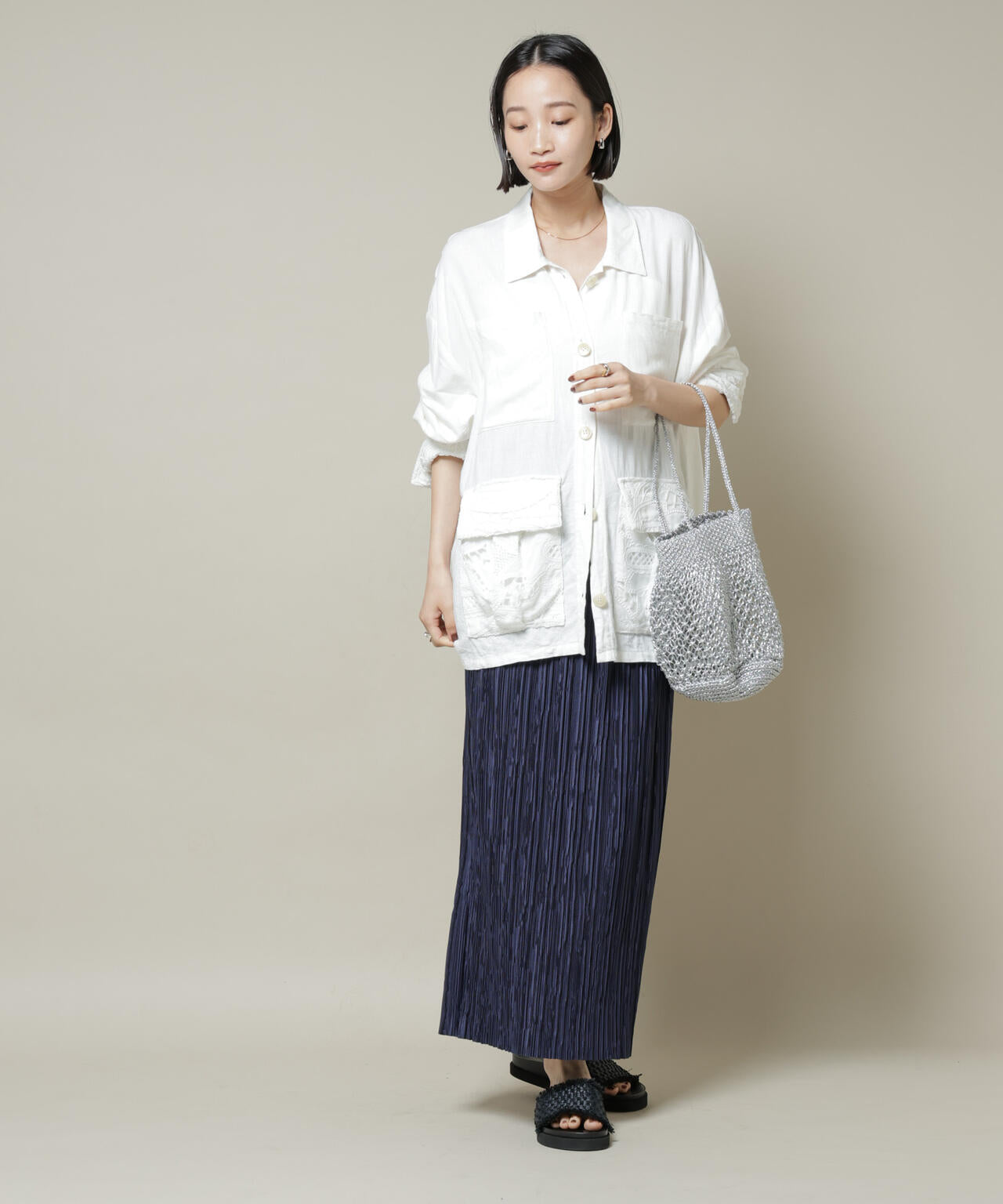 ランダムプリーツカットナロースカート(セットアップ可)