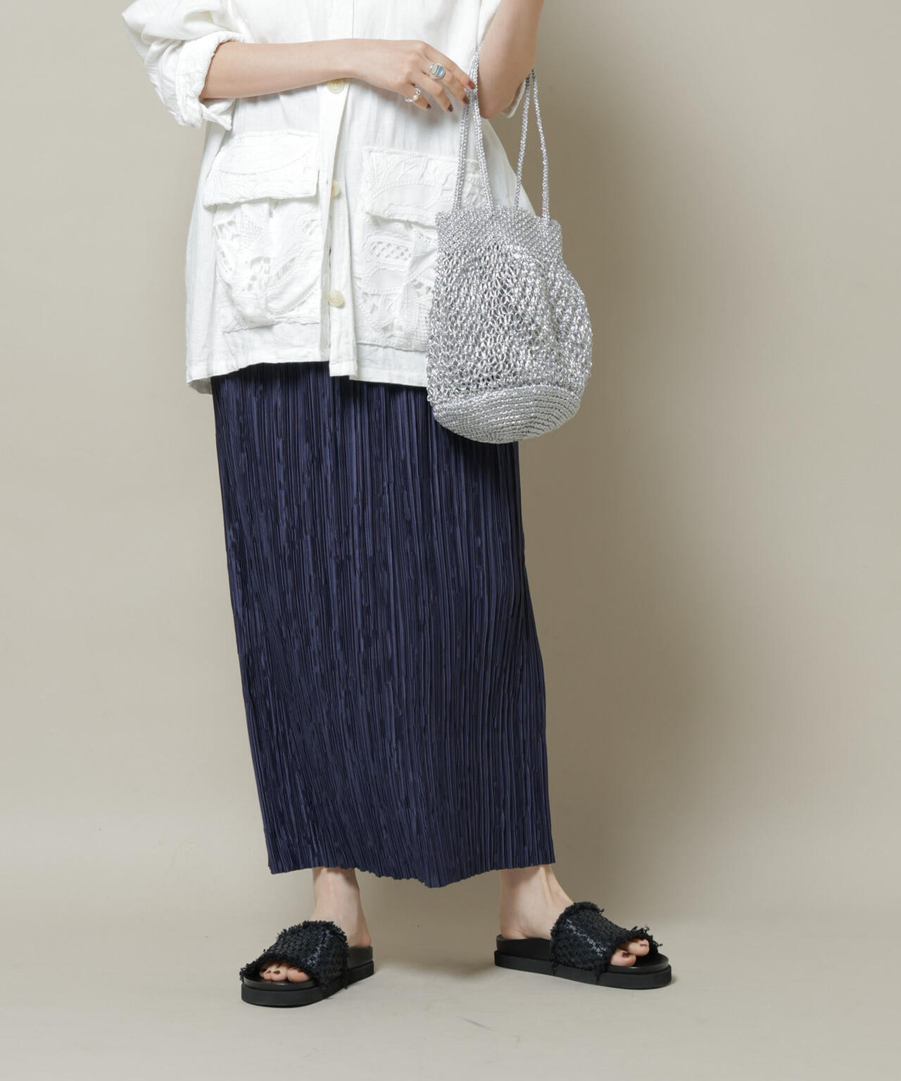 ランダムプリーツカットナロースカート(セットアップ可)