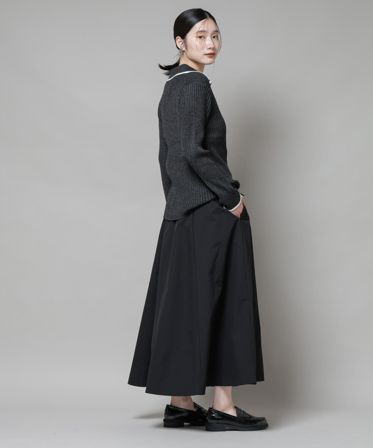 【撥水加工】ギャザーボリュームスカート